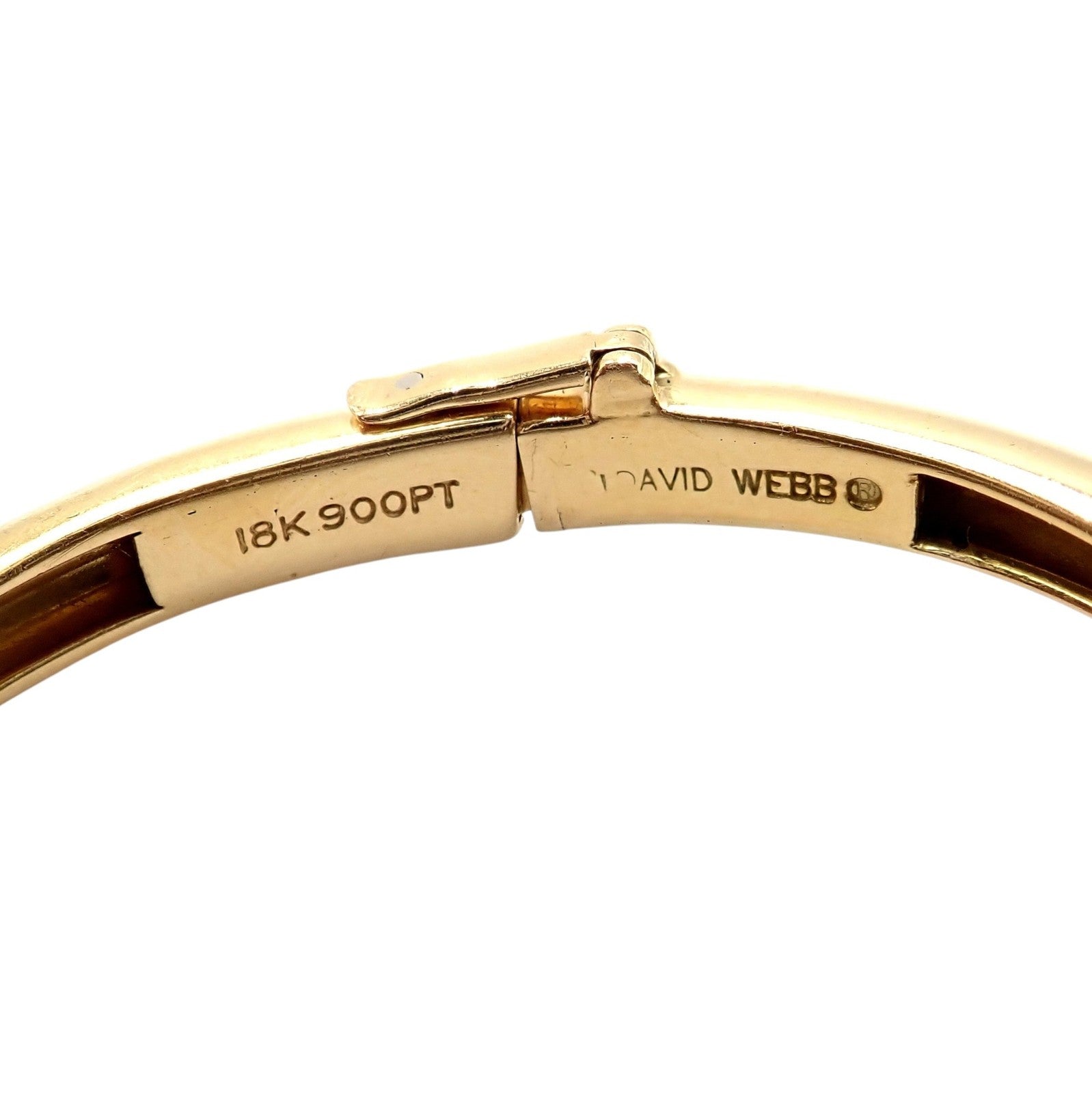 Authentic! Vintage David Webb 18k Gold & Platinum Diamond Enamel Bangle Bracelet | Fortrove