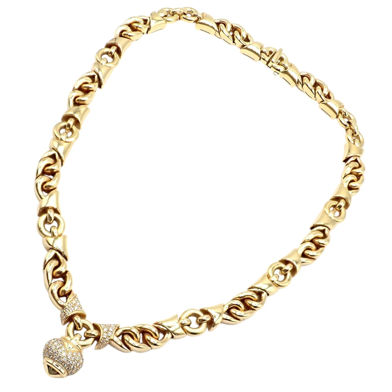 Rare! Bvlgari Bulgari 18k Yellow Gold Diamond Doppio Cuore Heart Necklace | Fortrove