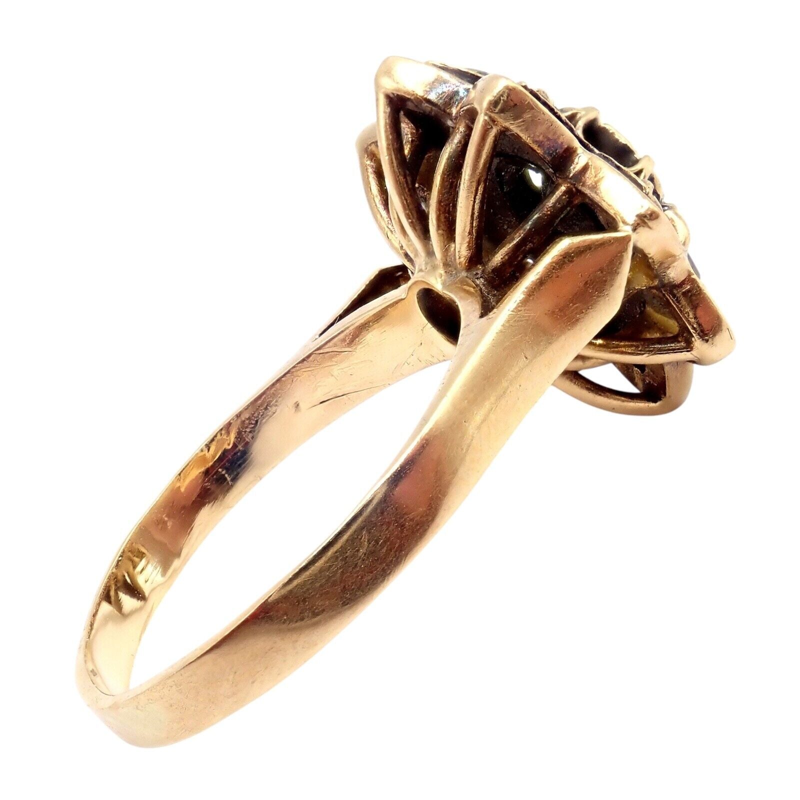 Vintage! Karl Faberge 18k Yellow Gold Rose Cut Diamond Flower Ring | Fortrove
