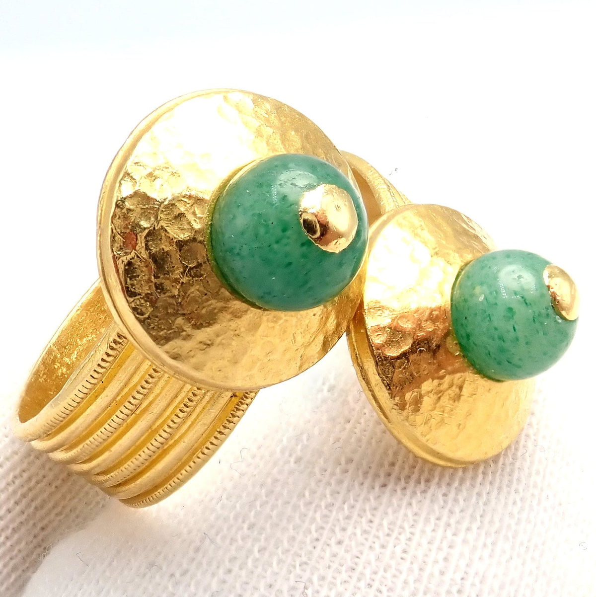 Lalaounis Jewelry & Watches:Fine Jewelry:Rings Authentic! Ilias Lalaounis Greece 22k Yellow Gold French Nephrite Ring