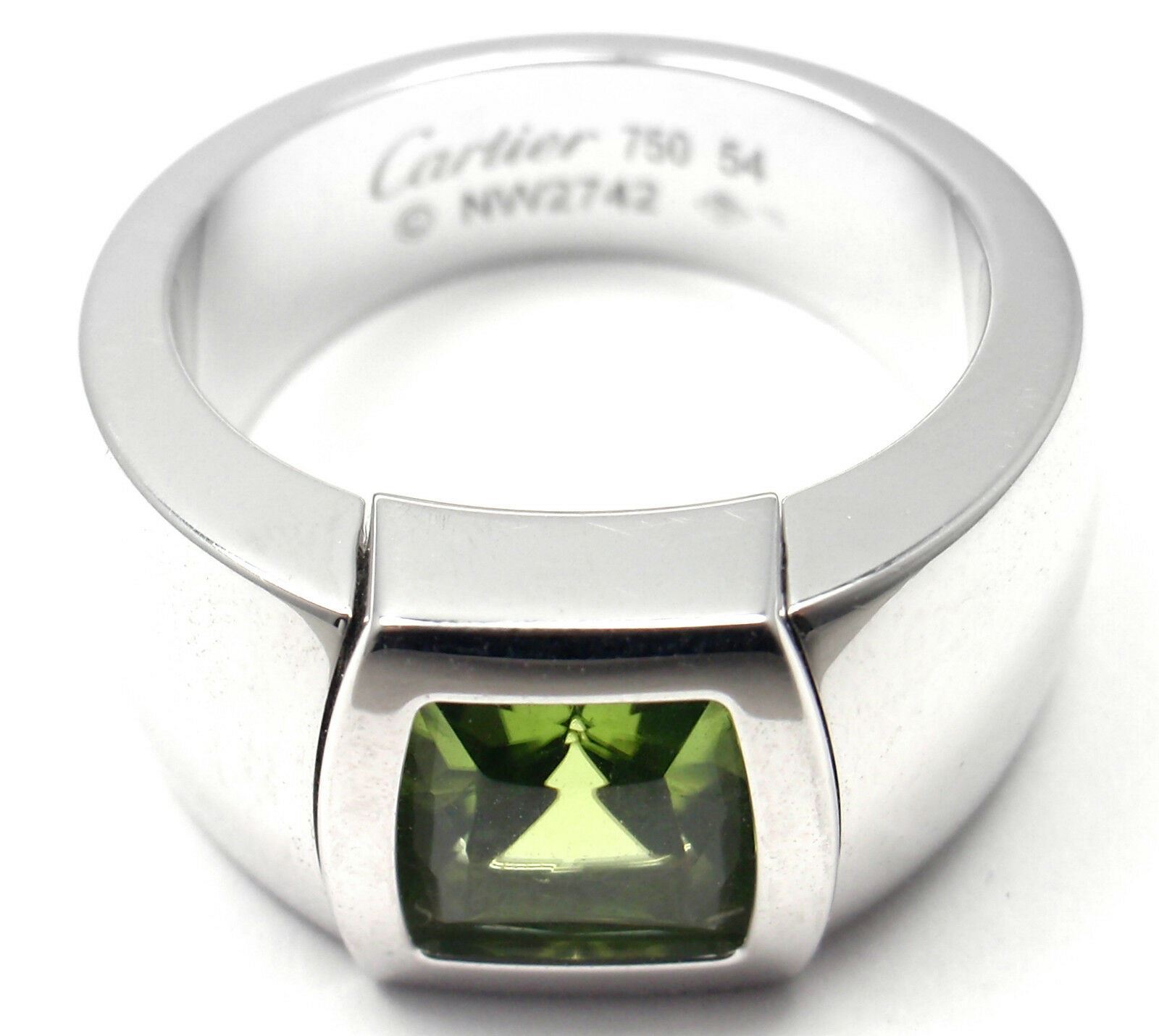 Rare! Authentic Cartier La Dona 18k White Gold Peridot Ring Box Certificate | Fortrove