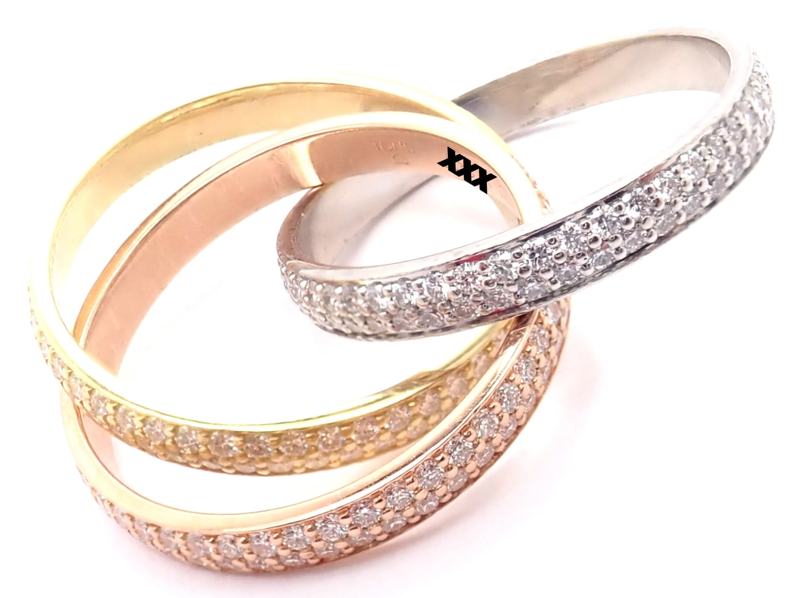 Cartier Jewelry & Watches:Fine Jewelry:Rings Authentic! Cartier Trinity 18k Gold Diamond Small Model Band Ring Size 51 Cert