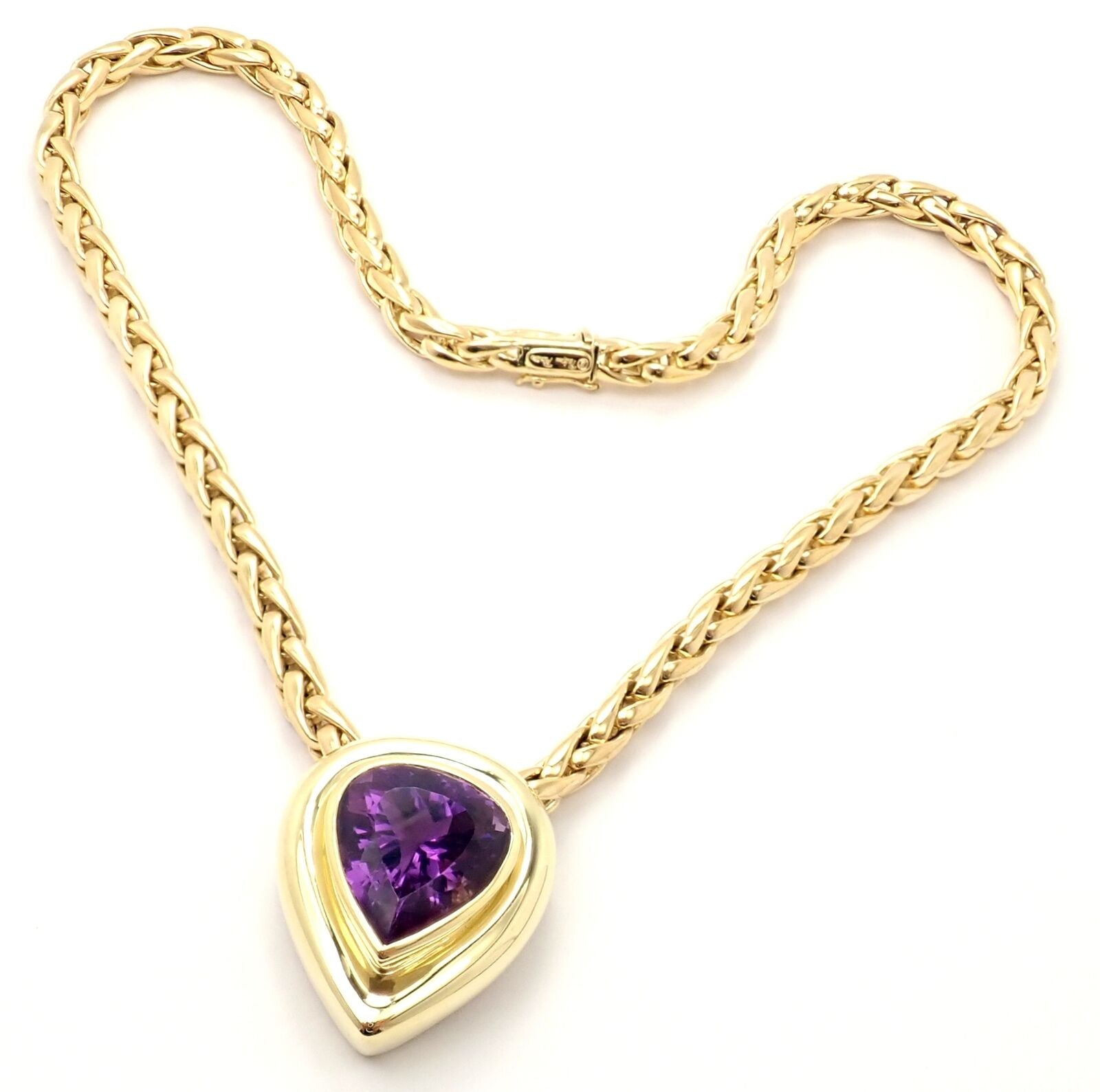 Authentic! Tiffany & Co Paloma Picasso 18k Gold Large Amethyst Pendant Necklace | Fortrove