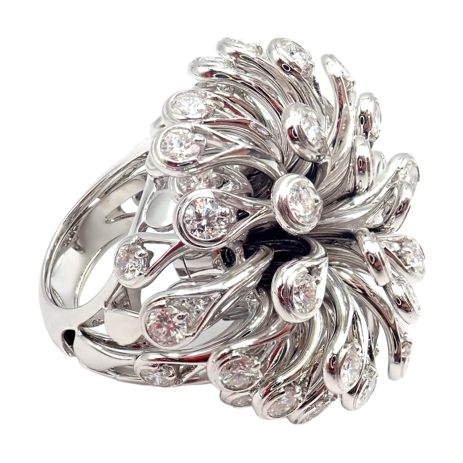 Dior Jewelry & Watches:Fine Jewelry:Rings Authentic! Christian Dior 18k White Gold 6.5ct Diamond Large Flower Ring