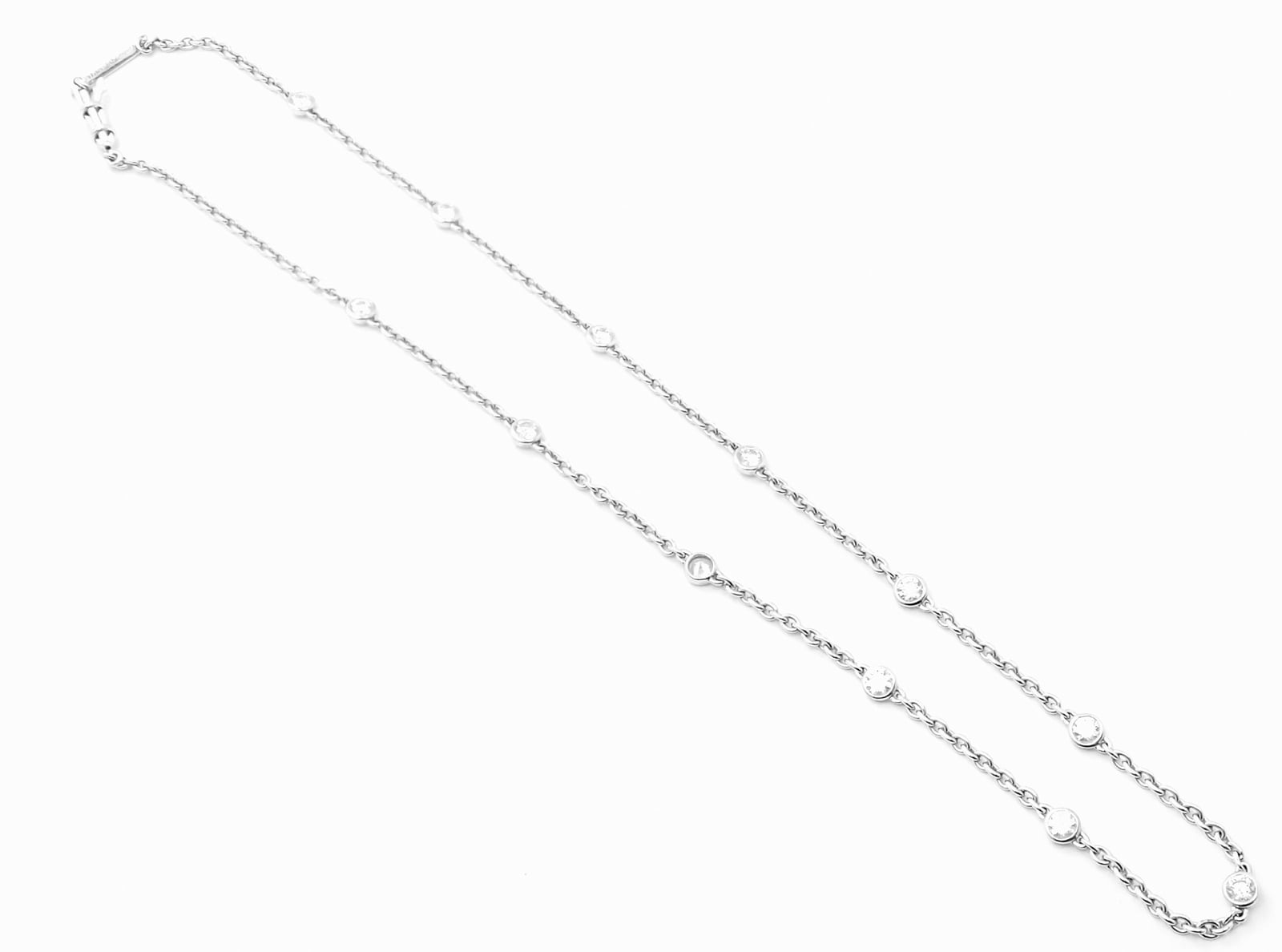 Cartier Jewelry & Watches:Fine Jewelry:Necklaces & Pendants Authentic! Cartier 18k White Gold 1.5ct Diamond By The Yard Chain Necklace