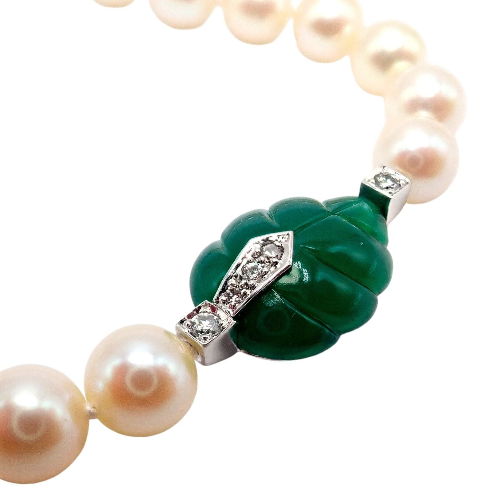 Authentic! Cartier 18k White Gold 7mm Pearl Diamond Chalcedony Patiala Bracelet | Fortrove