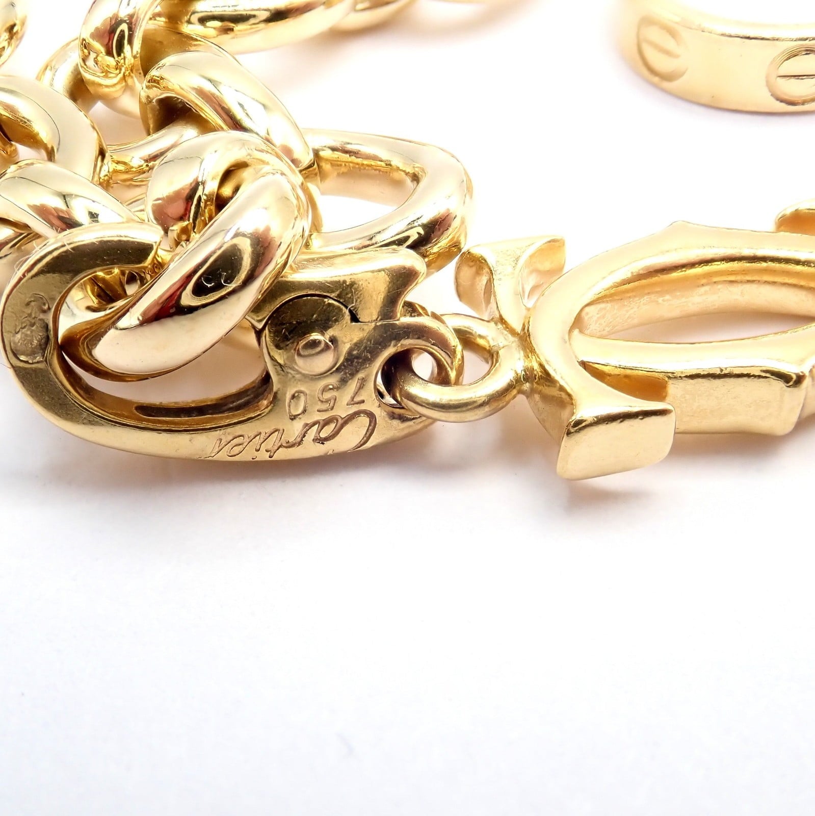 Authentic Cartier 18k Yellow Gold LOVE Trinity Double C Charm Link Bracelet 1995 | Fortrove