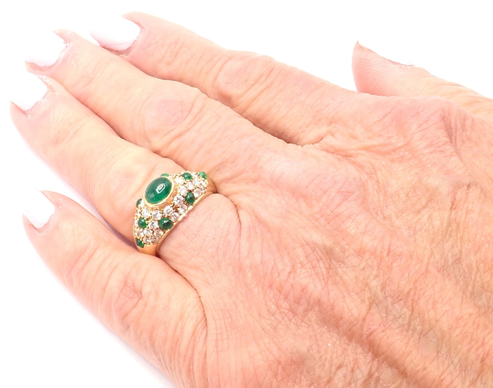 Authentic! Vintage Cartier Panthere 18k Yellow Gold Diamond Emerald Ring | Fortrove