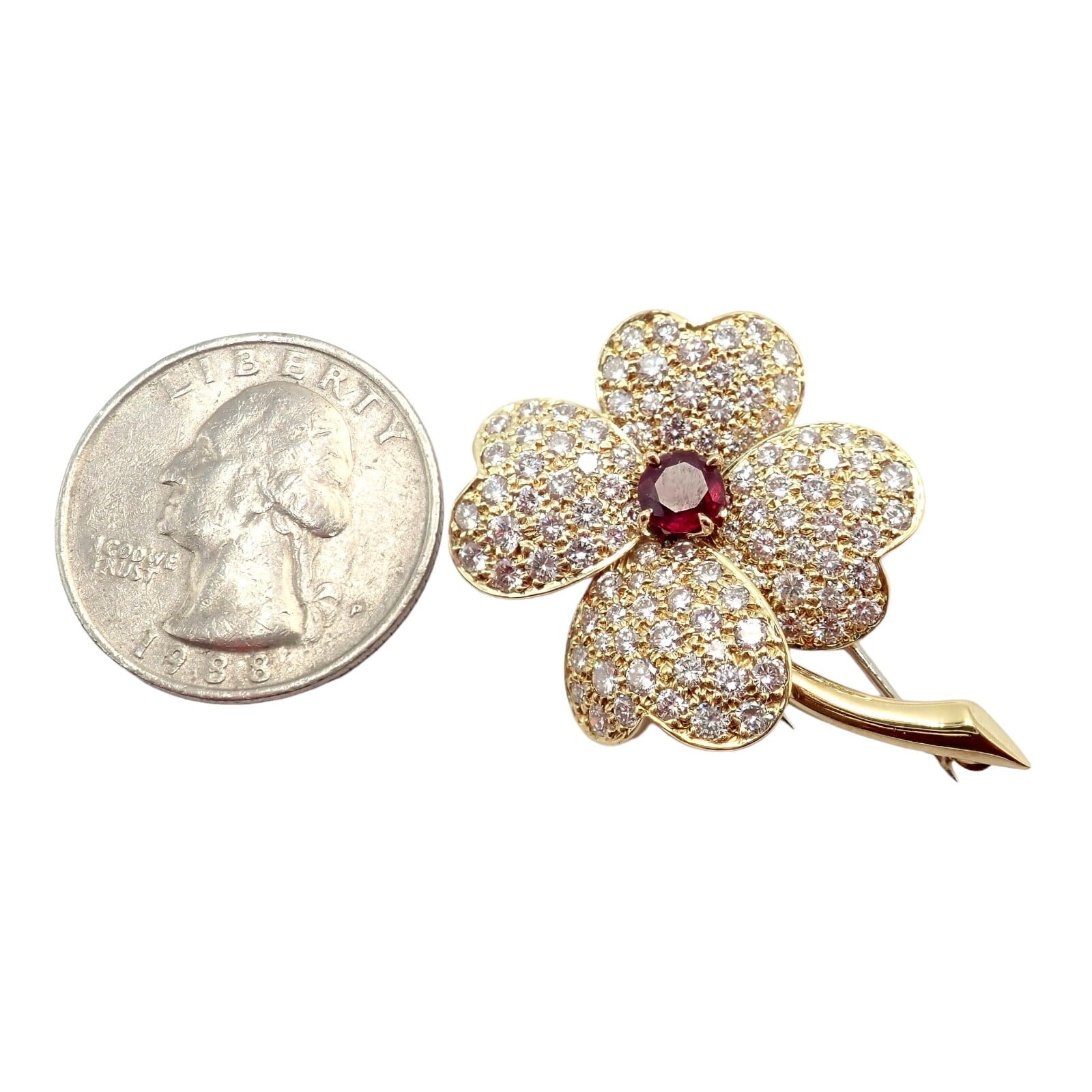 Van Cleef & Arpels Jewelry & Watches:Fine Jewelry:Brooches & Pins Vintage! Van Cleef & Arpels Cosmos 18k Yellow Gold Diamond Ruby Brooch Pendant