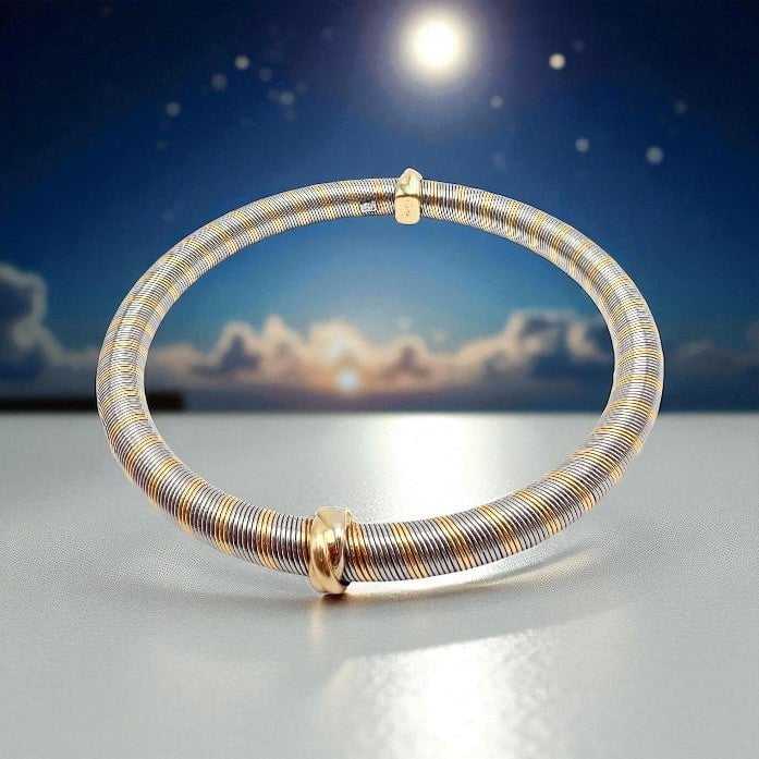 Authentic Vintage Cartier 18k Yellow Gold + Steel Bangle Trinity Bracelet | Fortrove