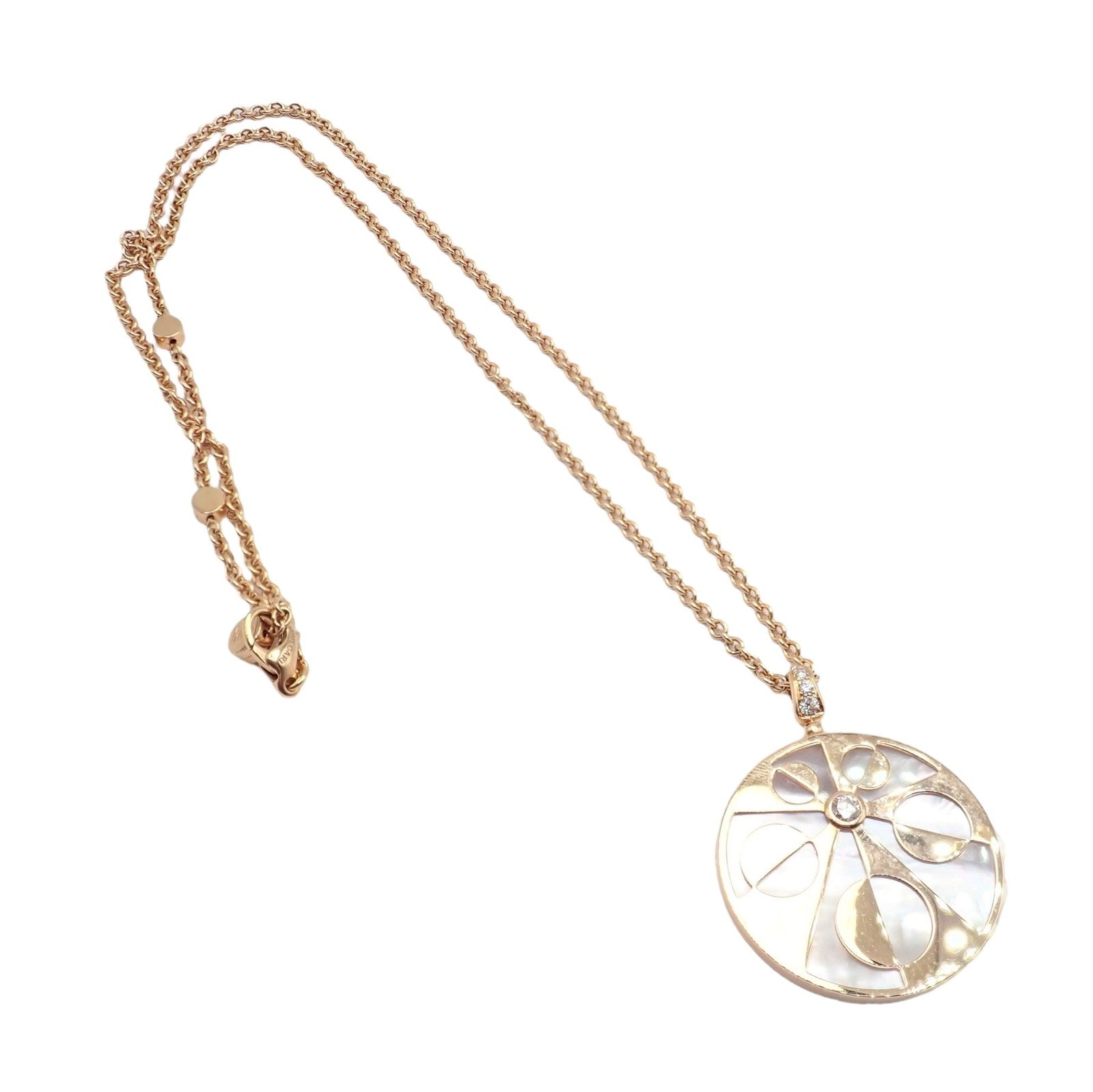 Rare! Bvlgari Bulgari Intarsio 18k Rose Gold Diamond Mother of Pearl Necklace | Fortrove