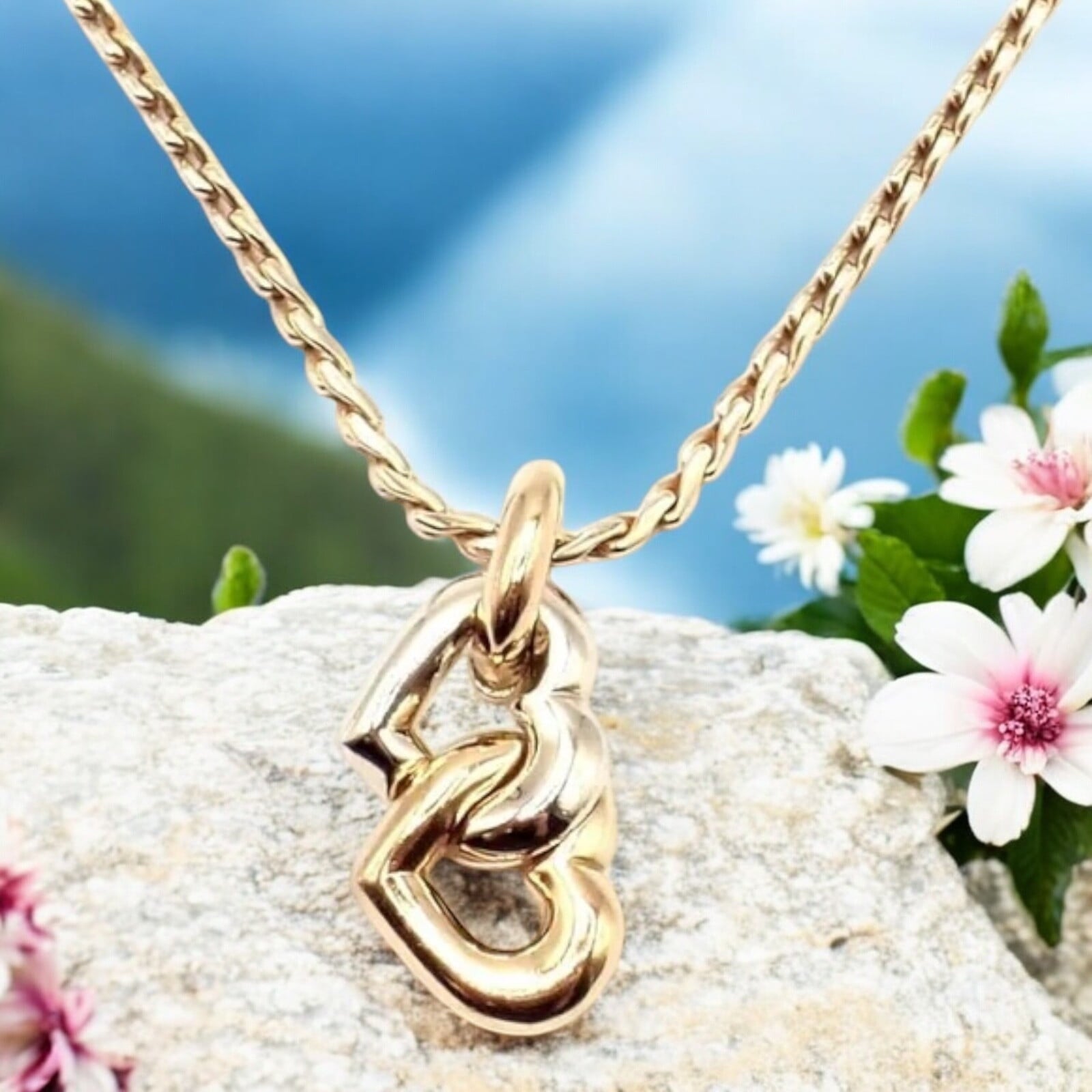 Cartier Jewelry & Watches:Fine Jewelry:Necklaces & Pendants Authentic! Cartier 18k Yellow White Gold Double Heart Pendant Chain Necklace