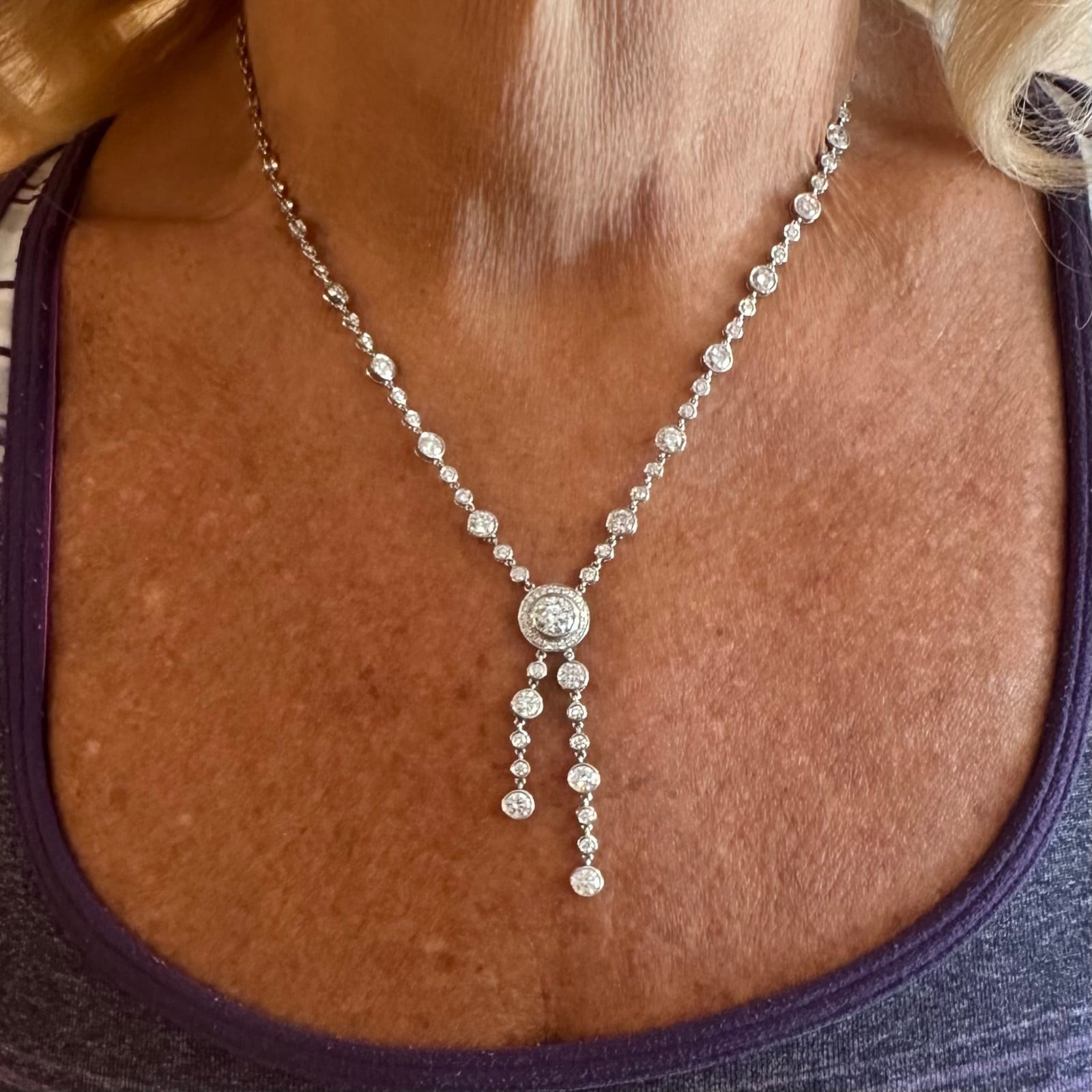 Tiffany & Co. Jewelry & Watches:Fine Jewelry:Necklaces & Pendants Tiffany & Co Jazz Platinum 8.75ct Diamond Lariat Drop Necklace