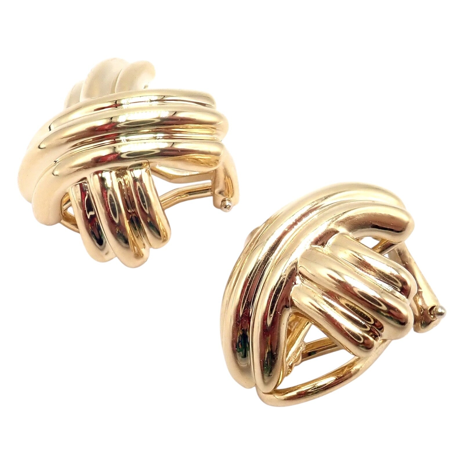 Authentic! Vintage Tiffany & Co X Kiss 18k Yellow Gold Medium Earrings | Fortrove