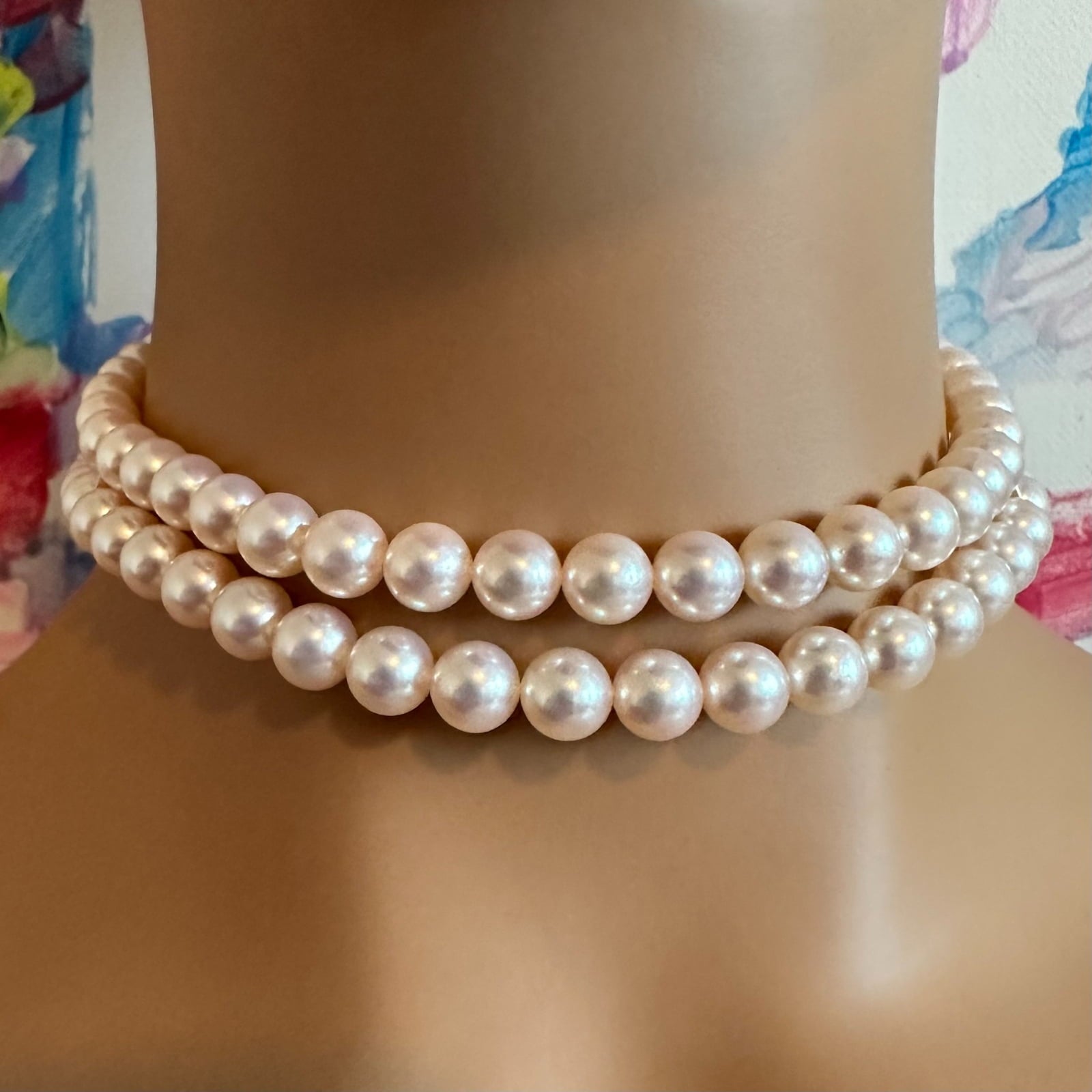 Mikimoto Jewelry & Watches:Fine Jewelry:Necklaces & Pendants Authentic! Mikimoto 18k Yellow Gold Diamond Double Strand 8mm Pearl Necklace