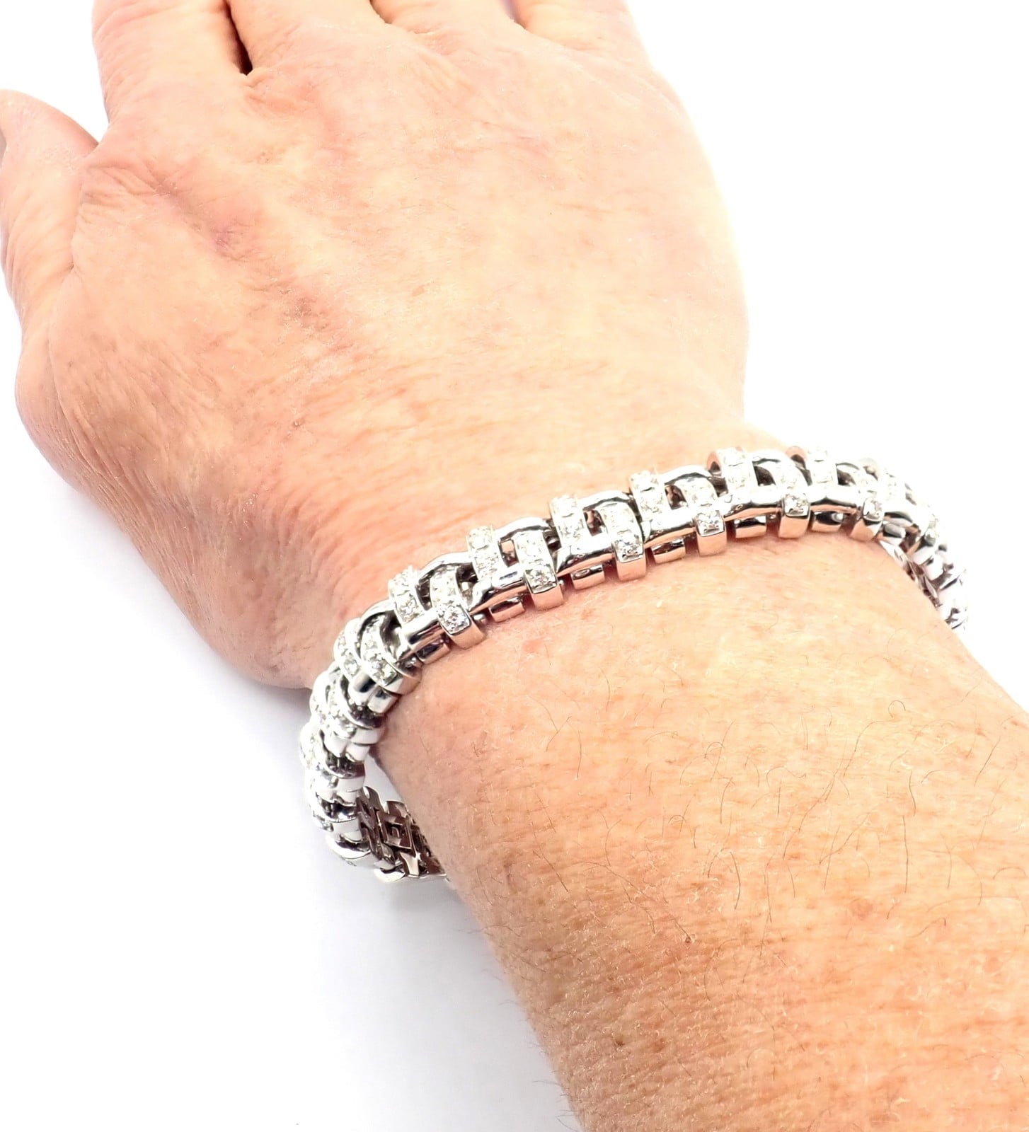 Tiffany & Co. Jewelry & Watches:Fine Jewelry:Bracelets & Charms Authentic! Tiffany & Co Vannerie 18k White Gold Basket Weave Diamond Bracelet