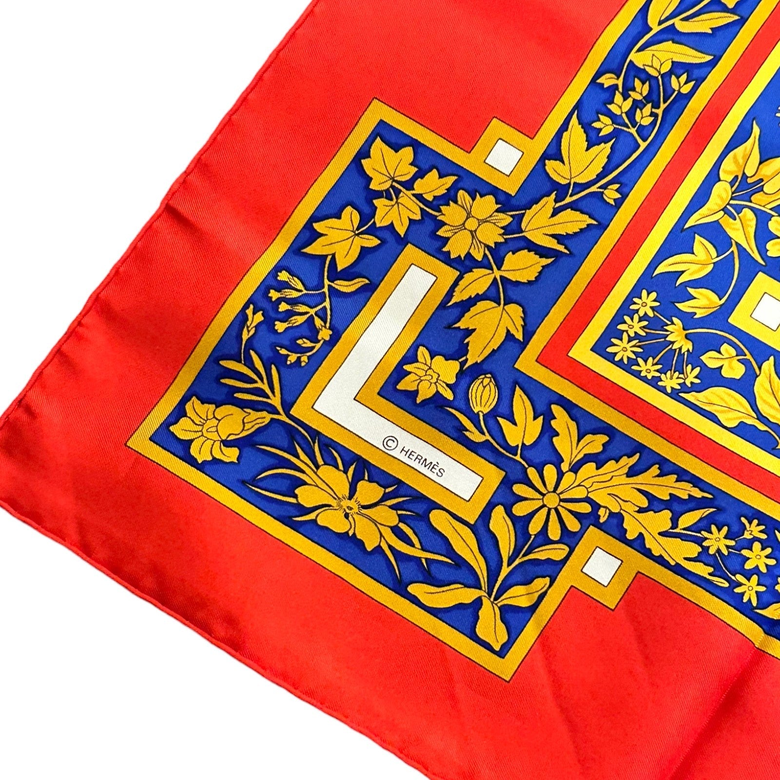 Hermes Carre Joyaux de L'ete Jacquelot 90cm Red Blue Insect Silk Scarf | Fortrove