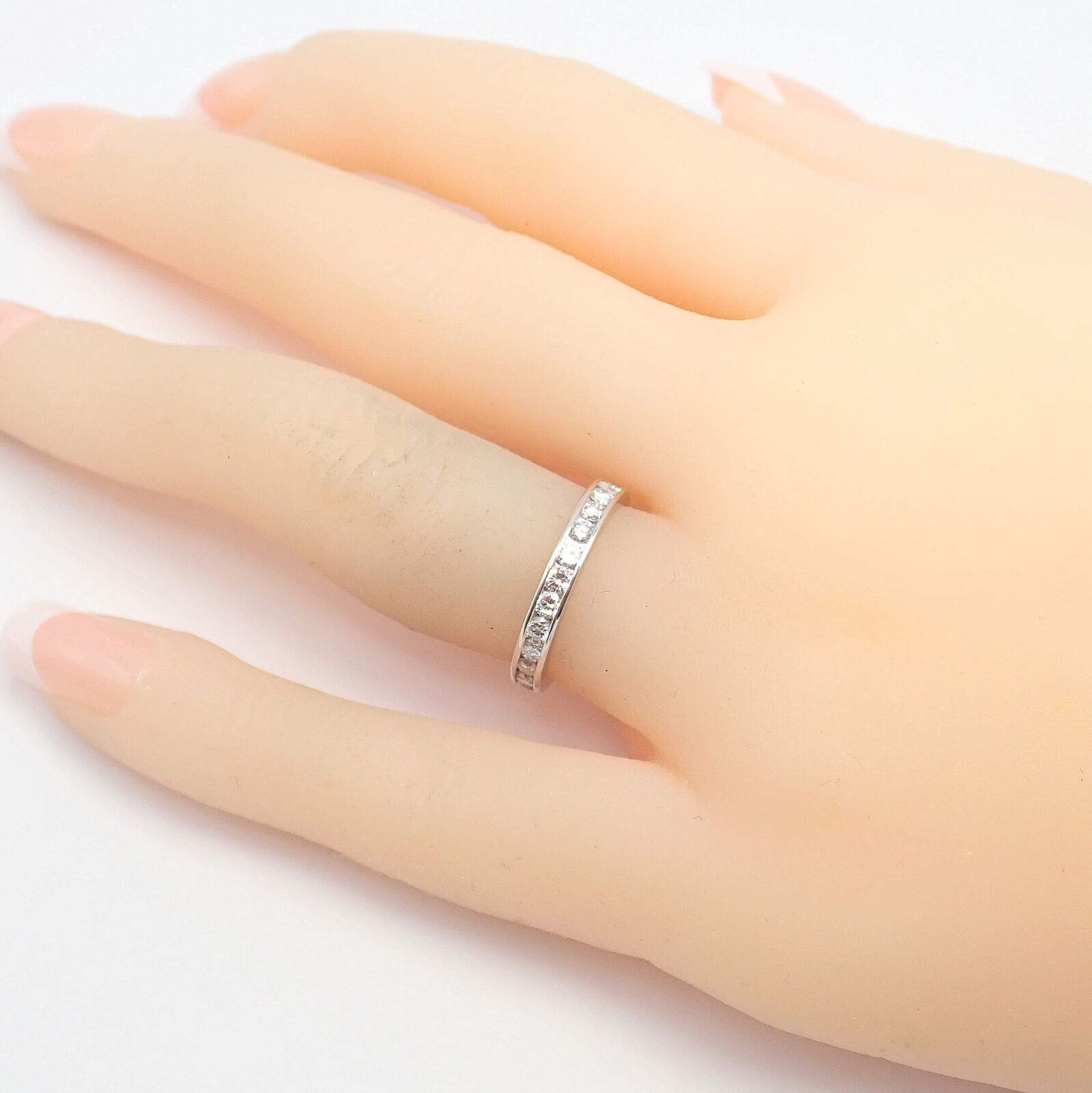 Tiffany & Co Platinum 0.80ct Diamond Full Circle Eternity 3mm Band Ring sz 4.5 | Fortrove