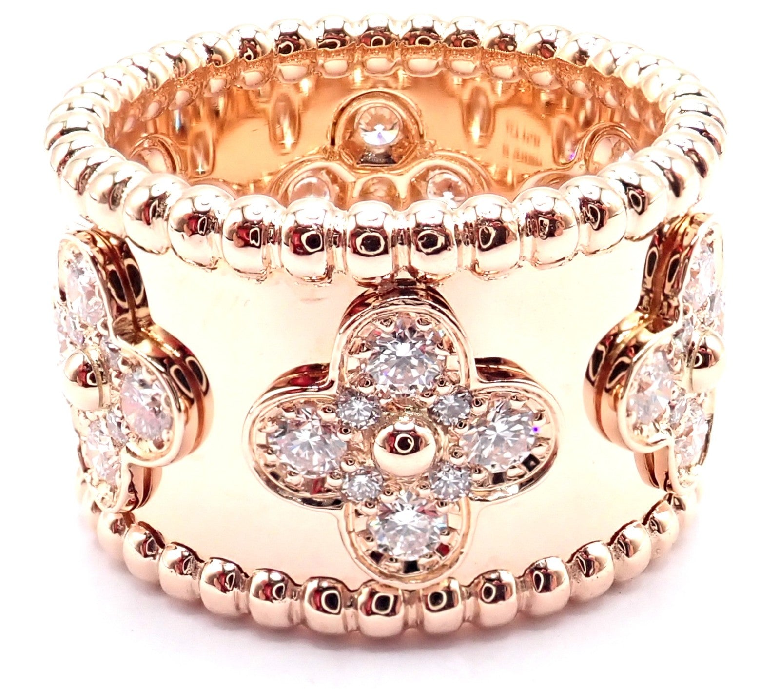 Van Cleef & Arpels Jewelry & Watches:Fine Jewelry:Rings Authentic! Van Cleef & Arpels 18k Rose Gold Diamond Clovers Band Ring Size 50