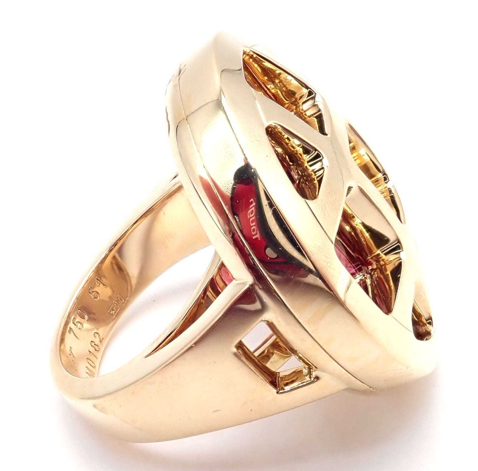 Authentic! Cartier Pasha 18k Yellow Gold Amethyst Citrine Garnet Tourmaline Ring | Fortrove
