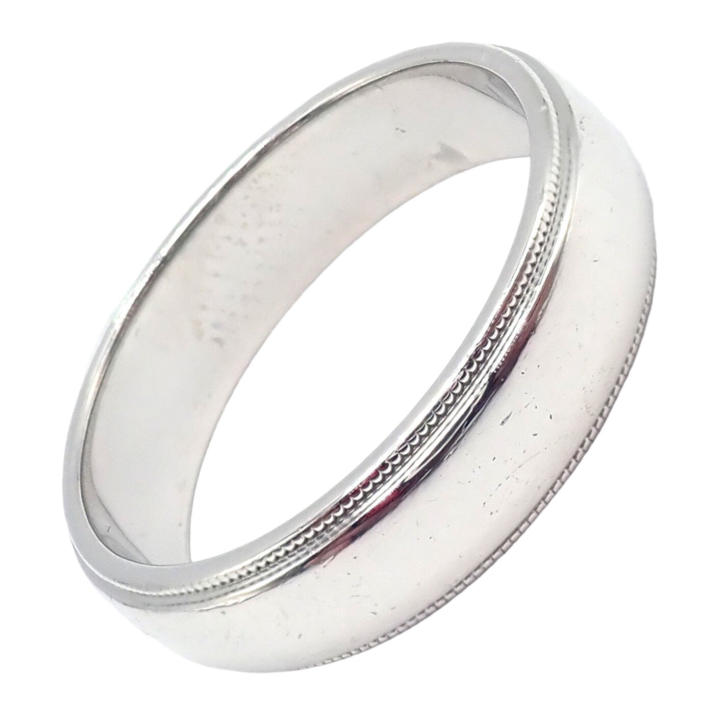 Tiffany & Co. Jewelry & Watches:Fine Jewelry:Rings Tiffany & Co. Platinum 6mm Band Classic Milgrain Mens Band Ring Sz 11.5