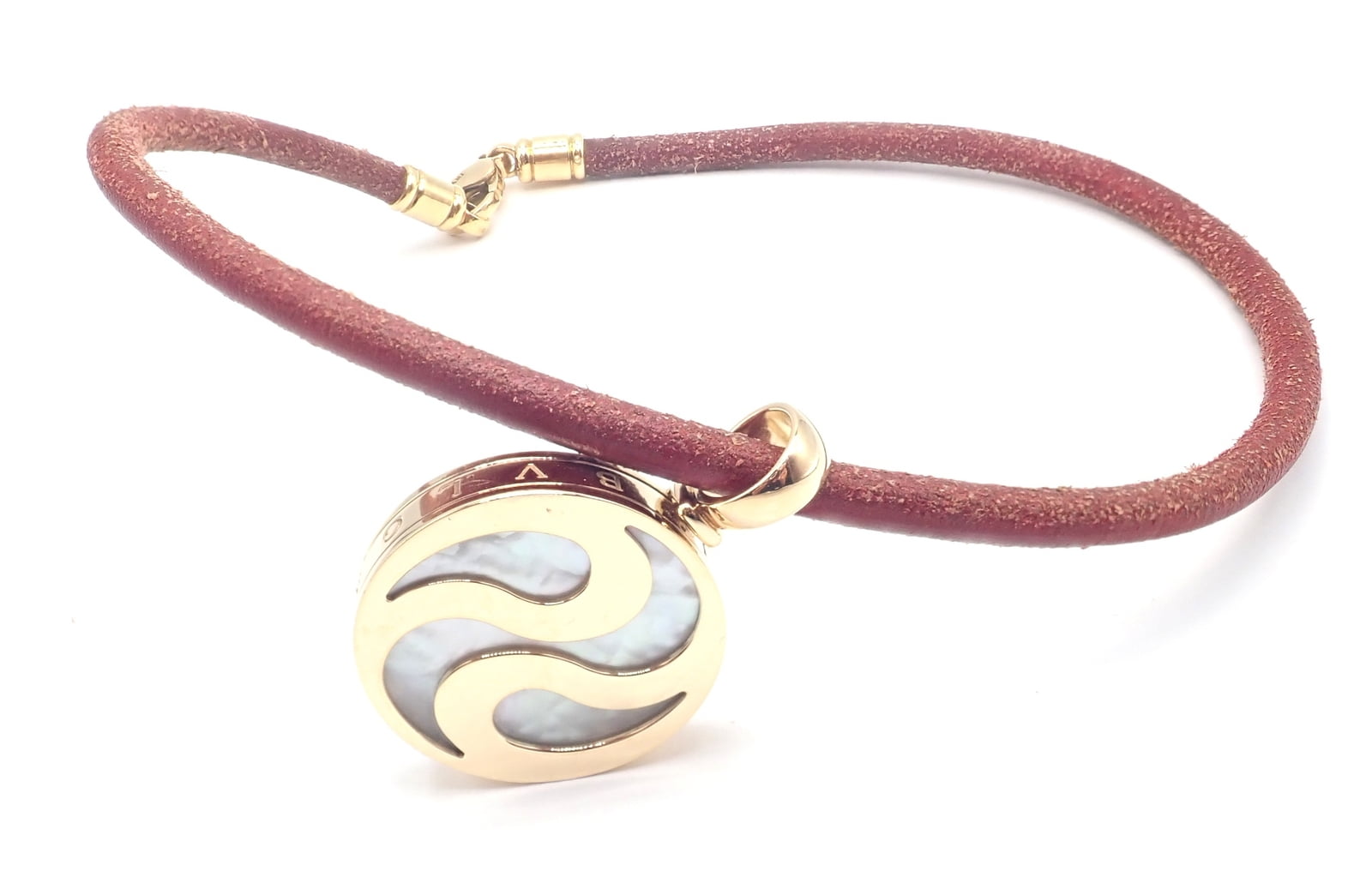 Bulgari Jewelry & Watches:Fine Jewelry:Necklaces & Pendants Bvlgari Bulgari Optical Illusion 18K Gold Steel Spinning MOP Pendant Necklace