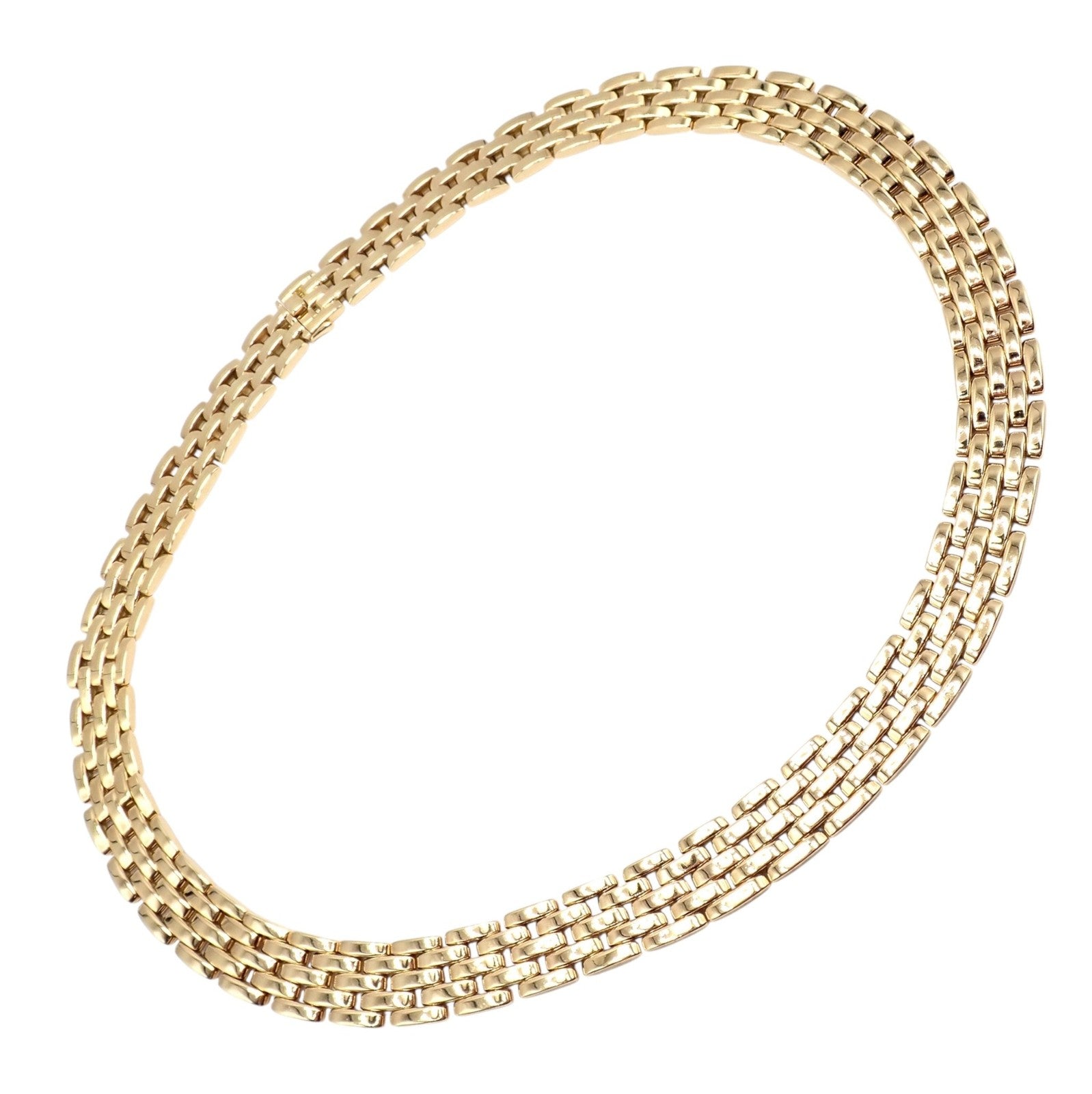 Cartier 5 Row Maillon Panther Panthere 18k Yellow Gold Link 14mm Wide Necklace | Fortrove