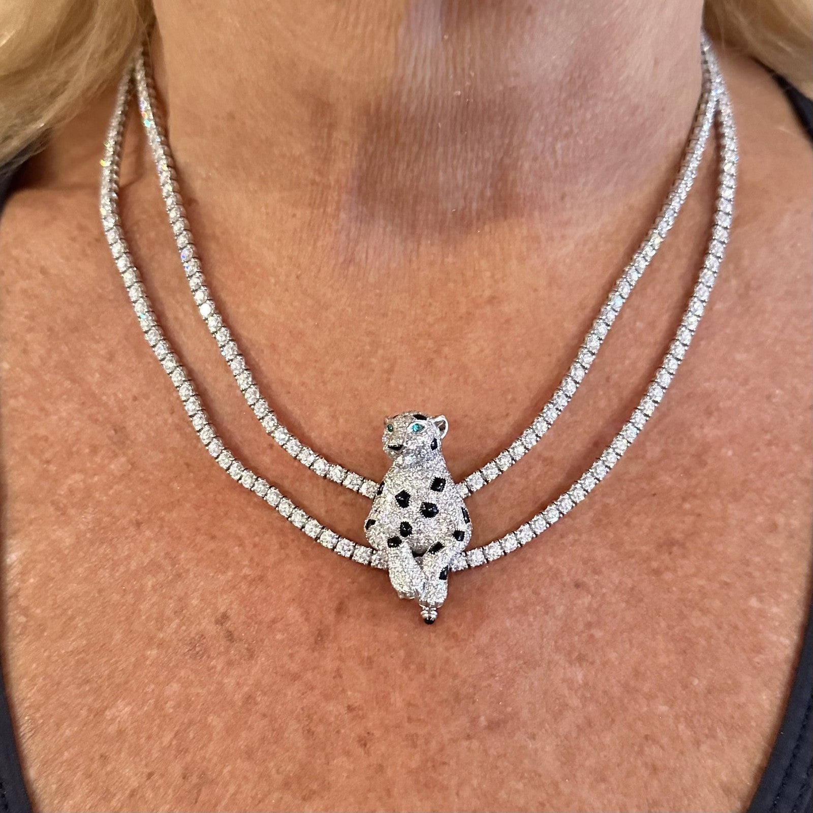 Panthere de Cartier Panther 18k Gold Multi-Wear Paved Diamond Necklace Paper Box | Fortrove