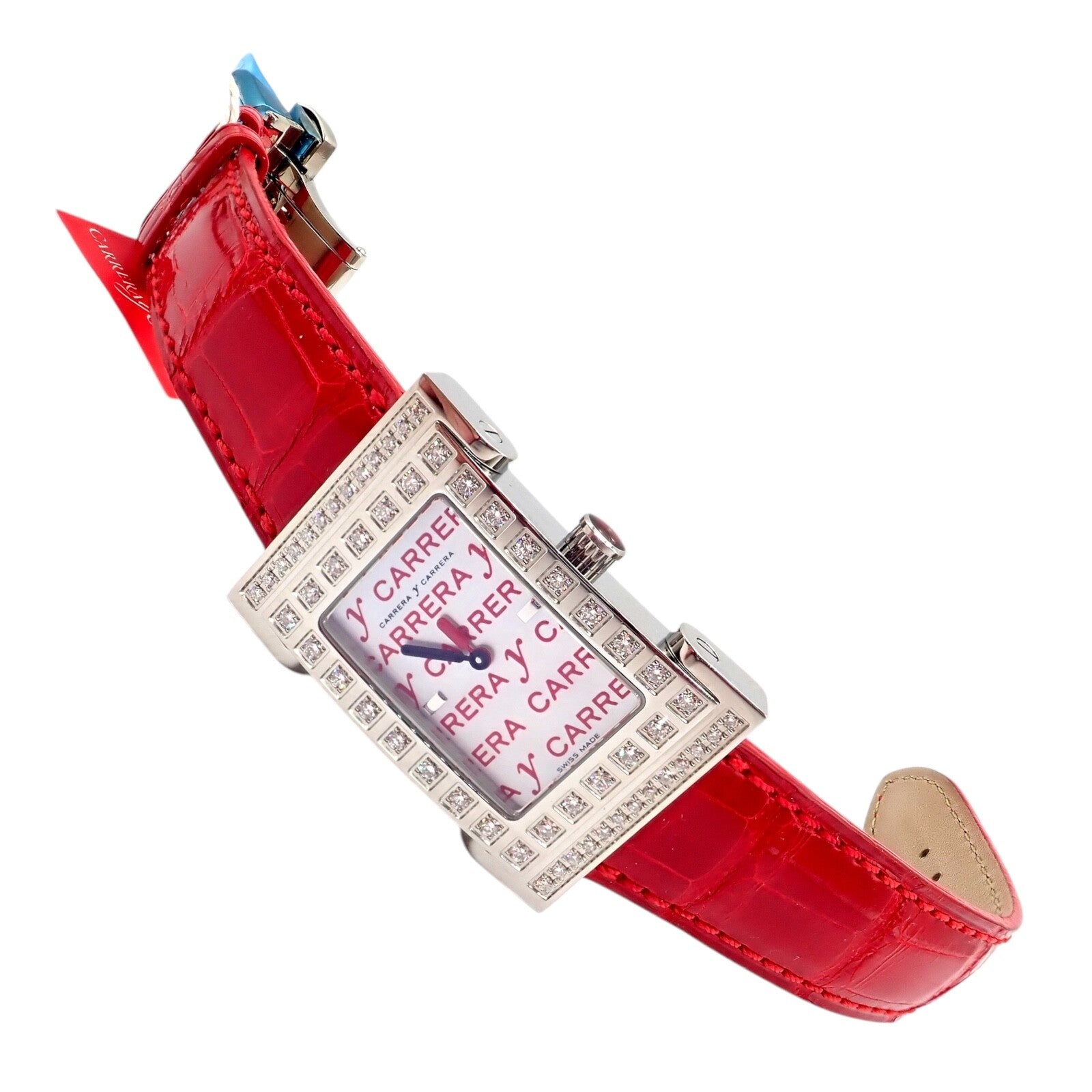 Carrera Y Carrera CyC Tempus Fugyt Diamond Red Alligator Band Ladies Watch +Box | Fortrove