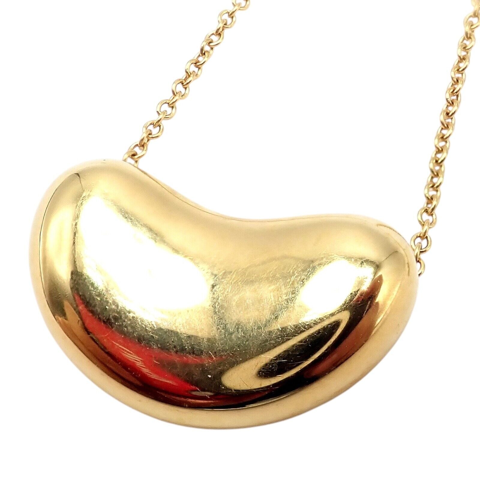 Authentic! Tiffany & Co Elsa Peretti 18k Yellow Gold Medium Bean Necklace | Fortrove