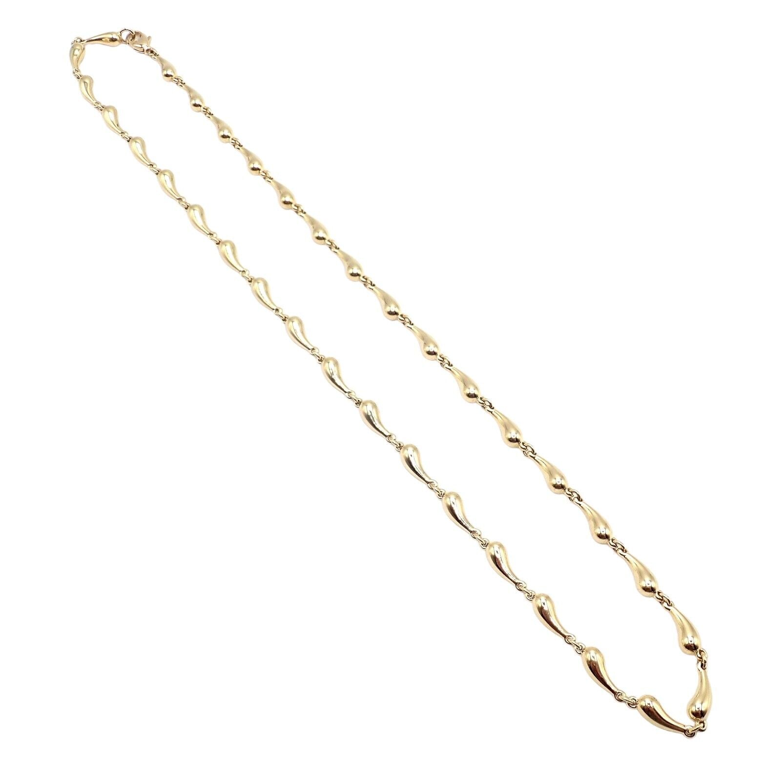 Authentic! Tiffany & Co Peretti 18k Yellow Gold Vintage Teardrop Necklace 15.75" | Fortrove