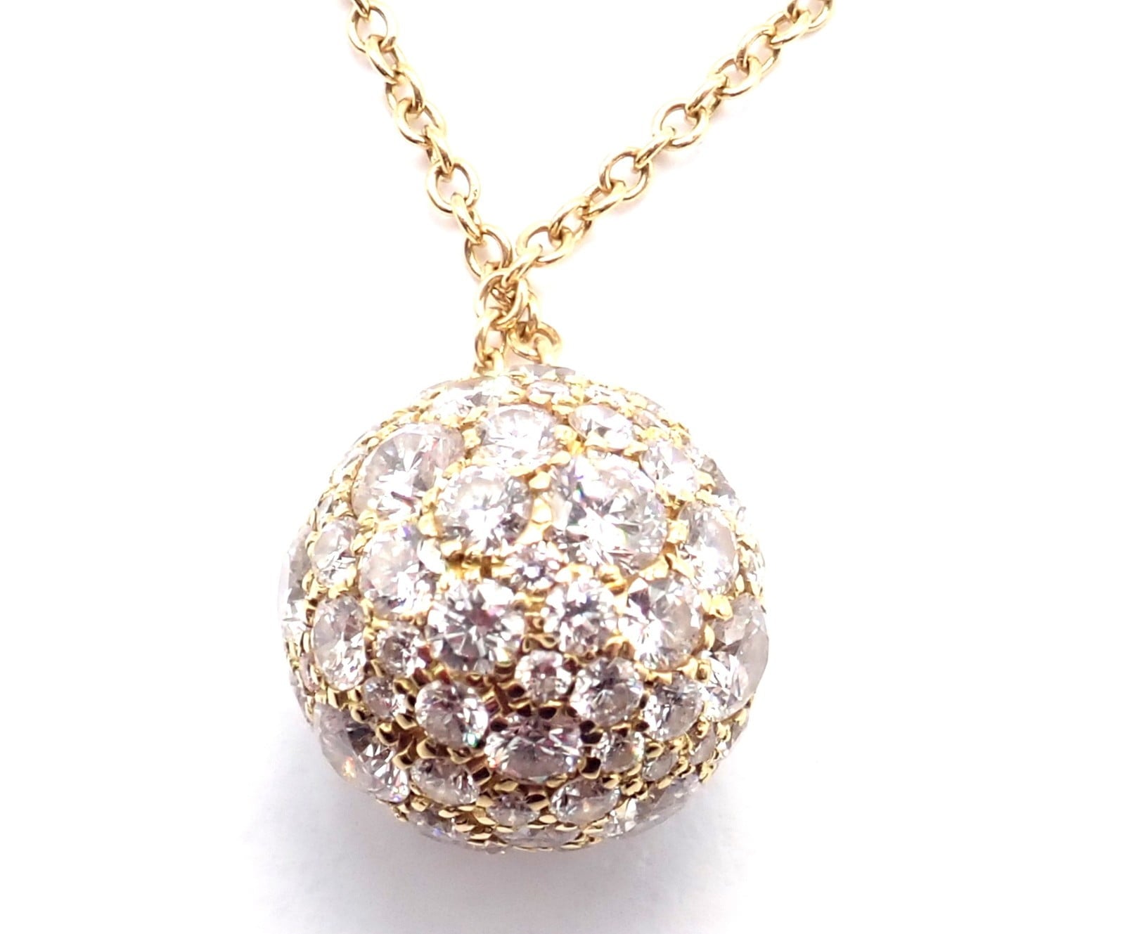 Tiffany & Co. Jewelry & Watches:Fine Jewelry:Necklaces & Pendants Authentic! Tiffany & Co 18k Yellow Gold Hardware Diamond Ball Pendant Necklace