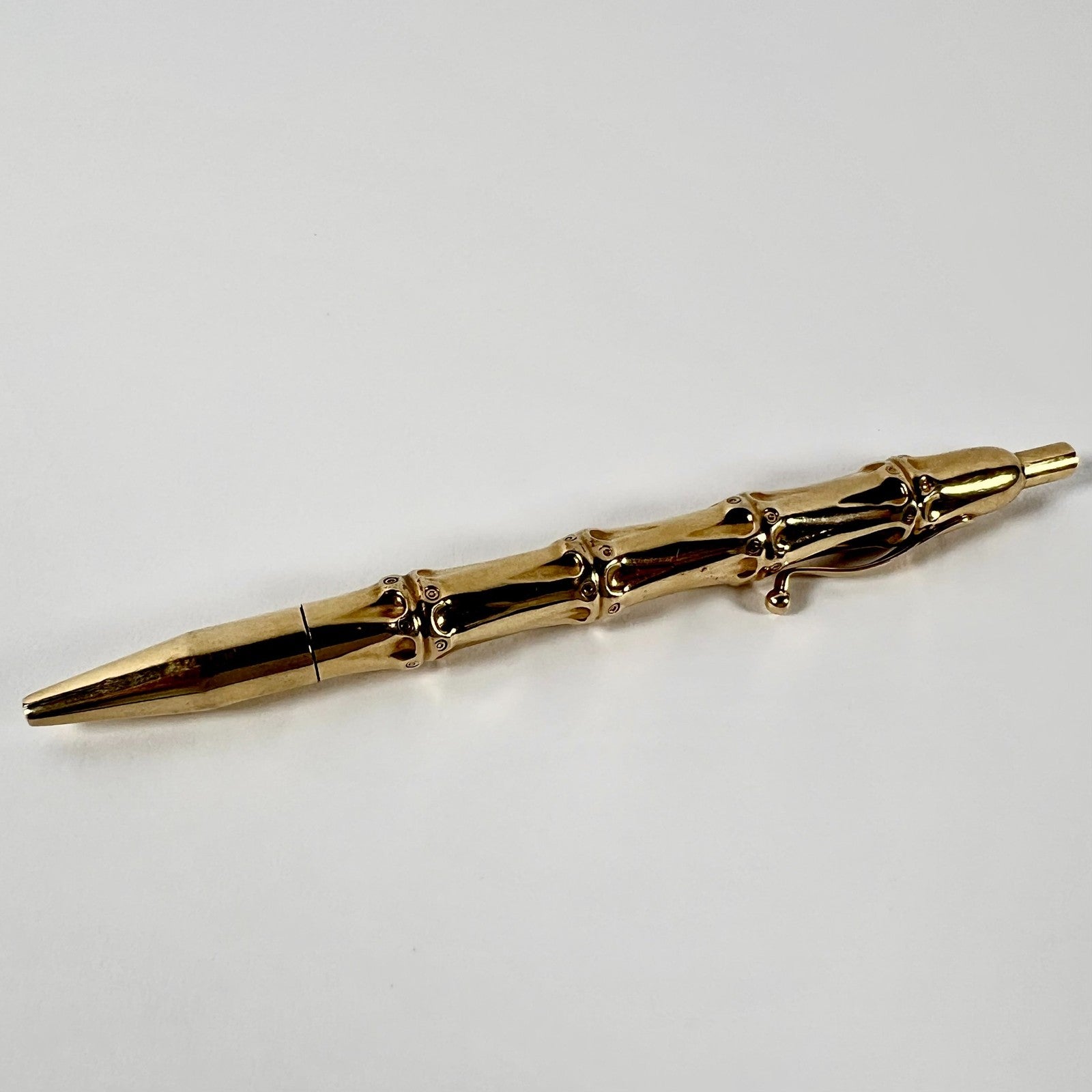 Vintage 1940's Louis Tamis Bamboo Pen 14K Solid Yellow Gold | Fortrove
