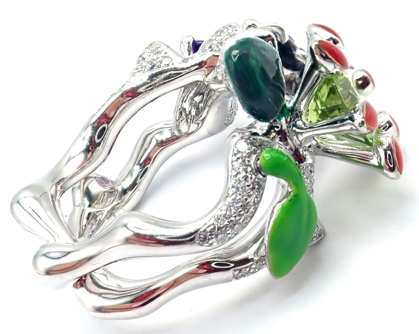 Christian Dior Milly Carnivora Epinosa 18k Gold Diamond Peridot Tourmaline Ring | Fortrove