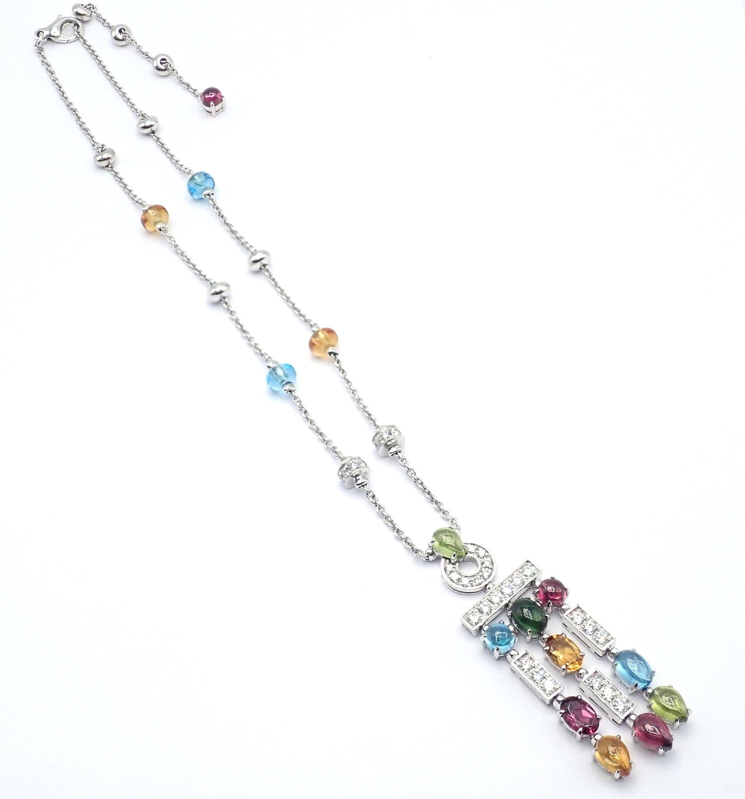 Bulgari Jewelry & Watches:Fine Jewelry:Necklaces & Pendants Authentic! Bvlgari Bulgari Allegra 18k White Gold Diamond Color Stones Necklace