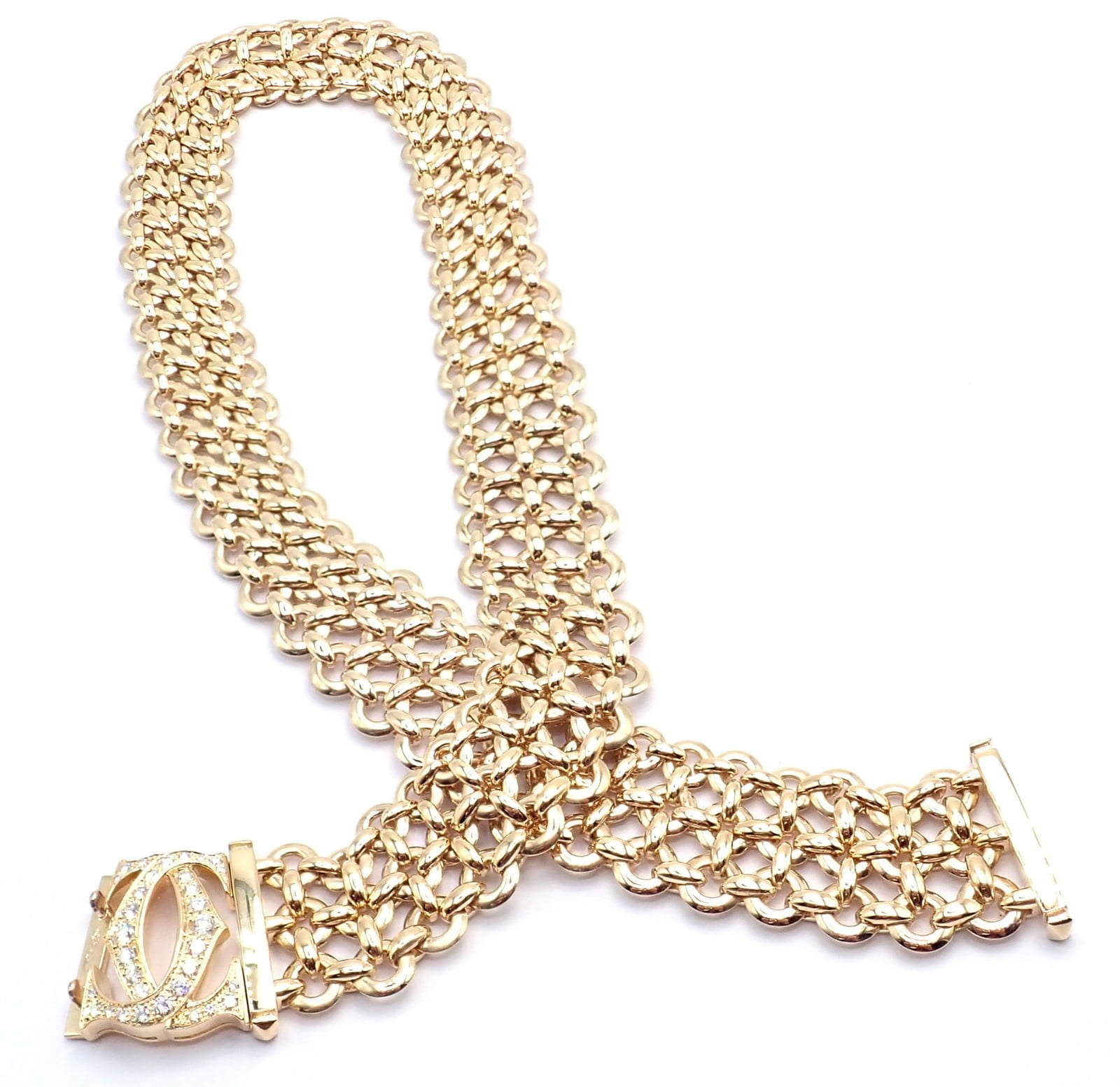 Cartier Jewelry & Watches:Fine Jewelry:Necklaces & Pendants Authentic! Cartier Penelope 18k Yellow Gold Diamond Double C Three Row Necklace
