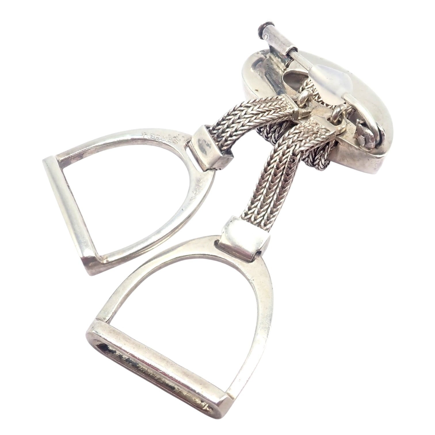 HERMÈS Jewelry & Watches:Fine Jewelry:Brooches & Pins Authentic! Hermes Sterling Silver Double Stirrup Brooch Pin