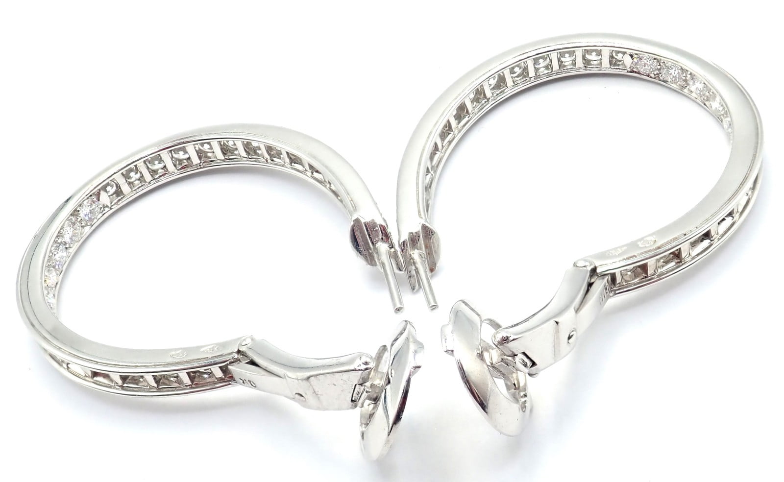 Van Cleef & Arpels Jewelry & Watches:Fine Jewelry:Earrings Van Cleef & Arpels Avignon 18k White Gold Diamond Large Hoop Earrings