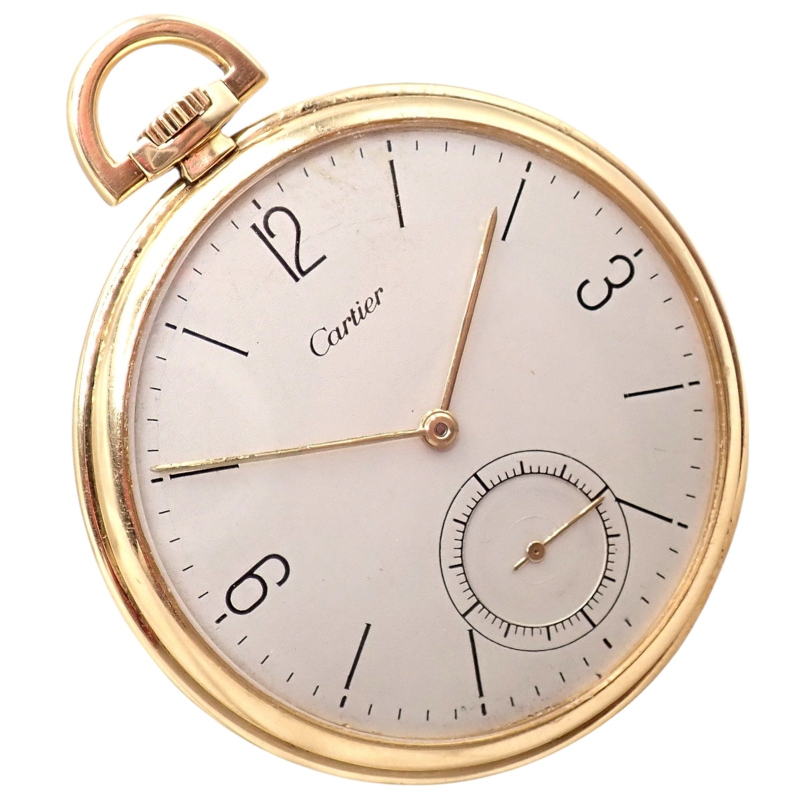 IWC International Watch Co. Cartier 18k Yellow Gold 19s Thin Pocket Watch 1940's | Fortrove