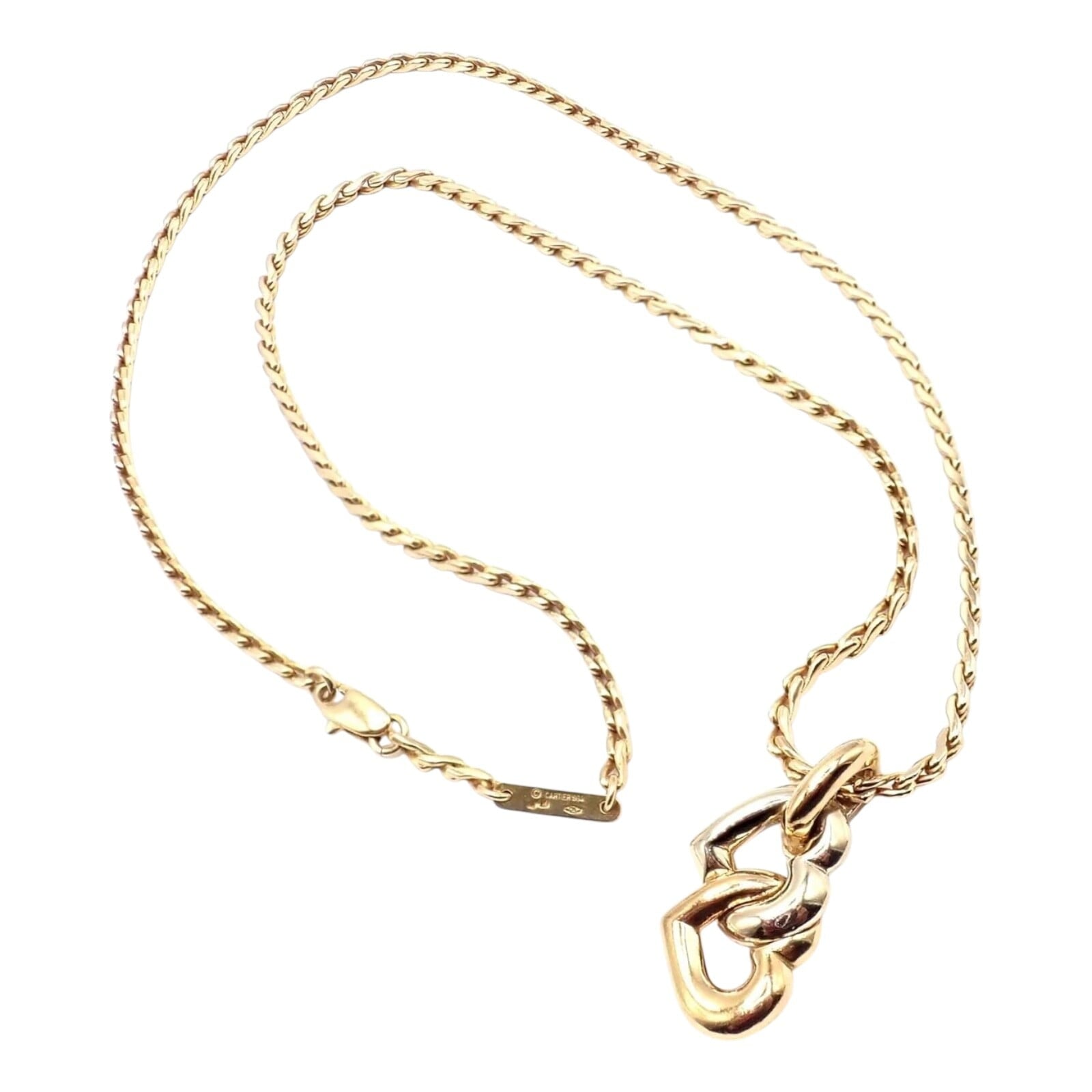 Cartier Jewelry & Watches:Fine Jewelry:Necklaces & Pendants Authentic! Cartier 18k Yellow White Gold Double Heart Pendant Chain Necklace