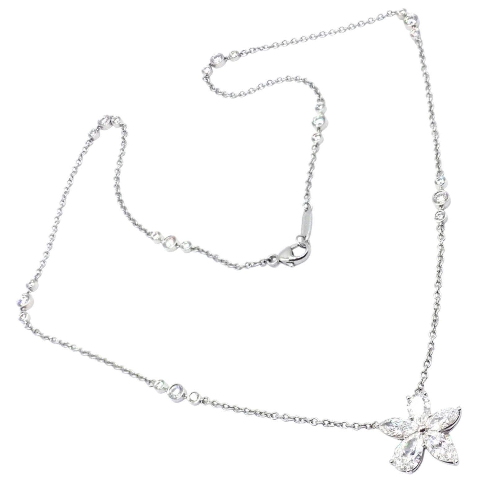 Authentic! Tiffany & Co Victoria Platinum Diamond Mixed Cluster Pendant Necklace | Fortrove