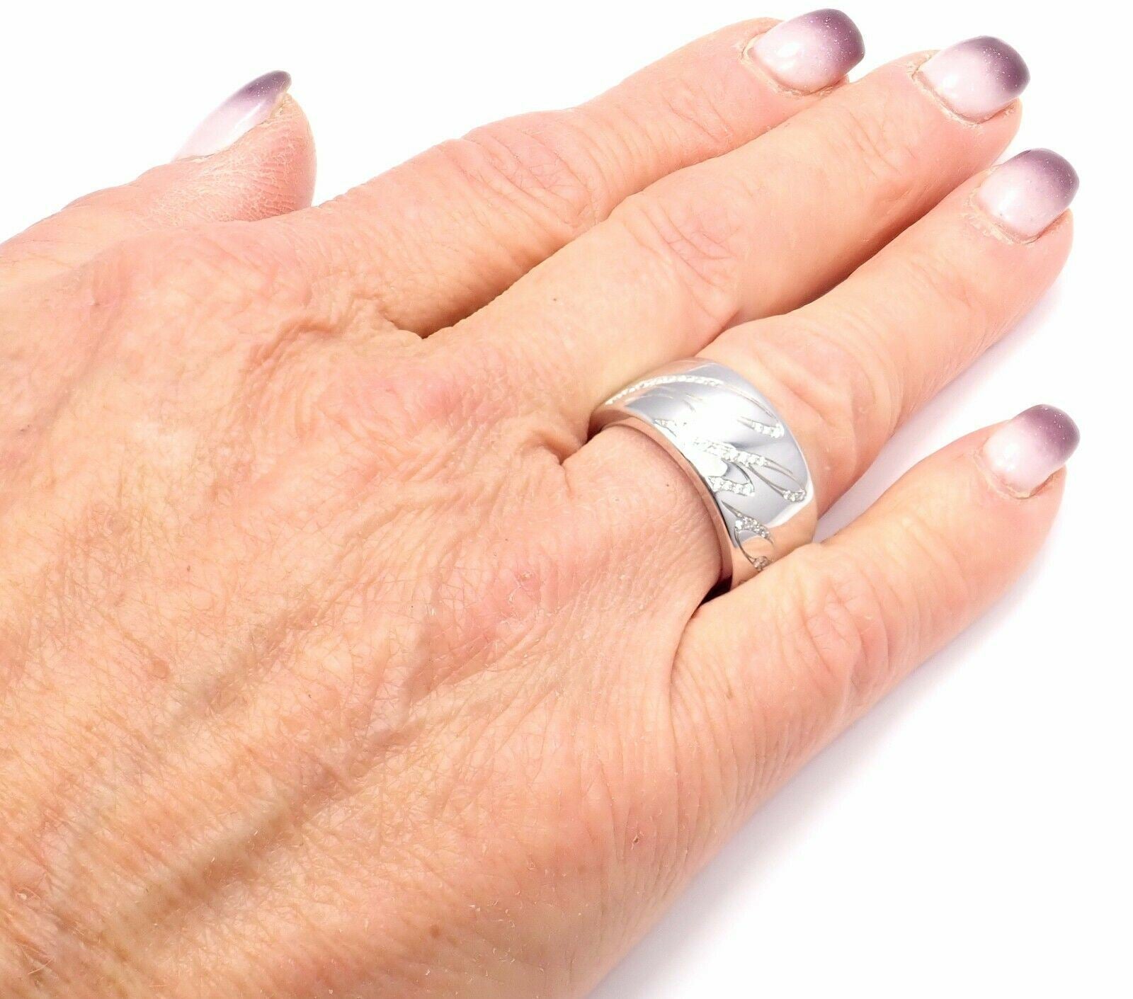 Chopard Chopardissimo 18k White Gold Diamond Signature Band Ring Size 6 Cert | Fortrove