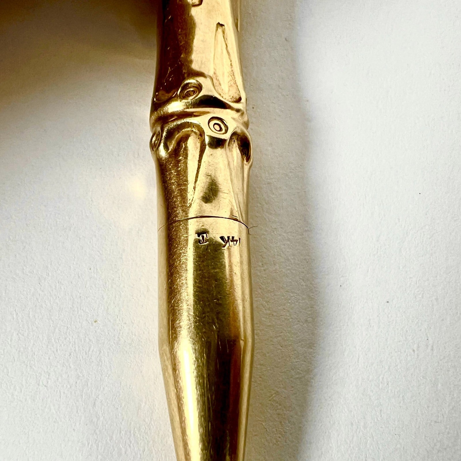 Vintage 1940's Louis Tamis Bamboo Pen 14K Solid Yellow Gold | Fortrove