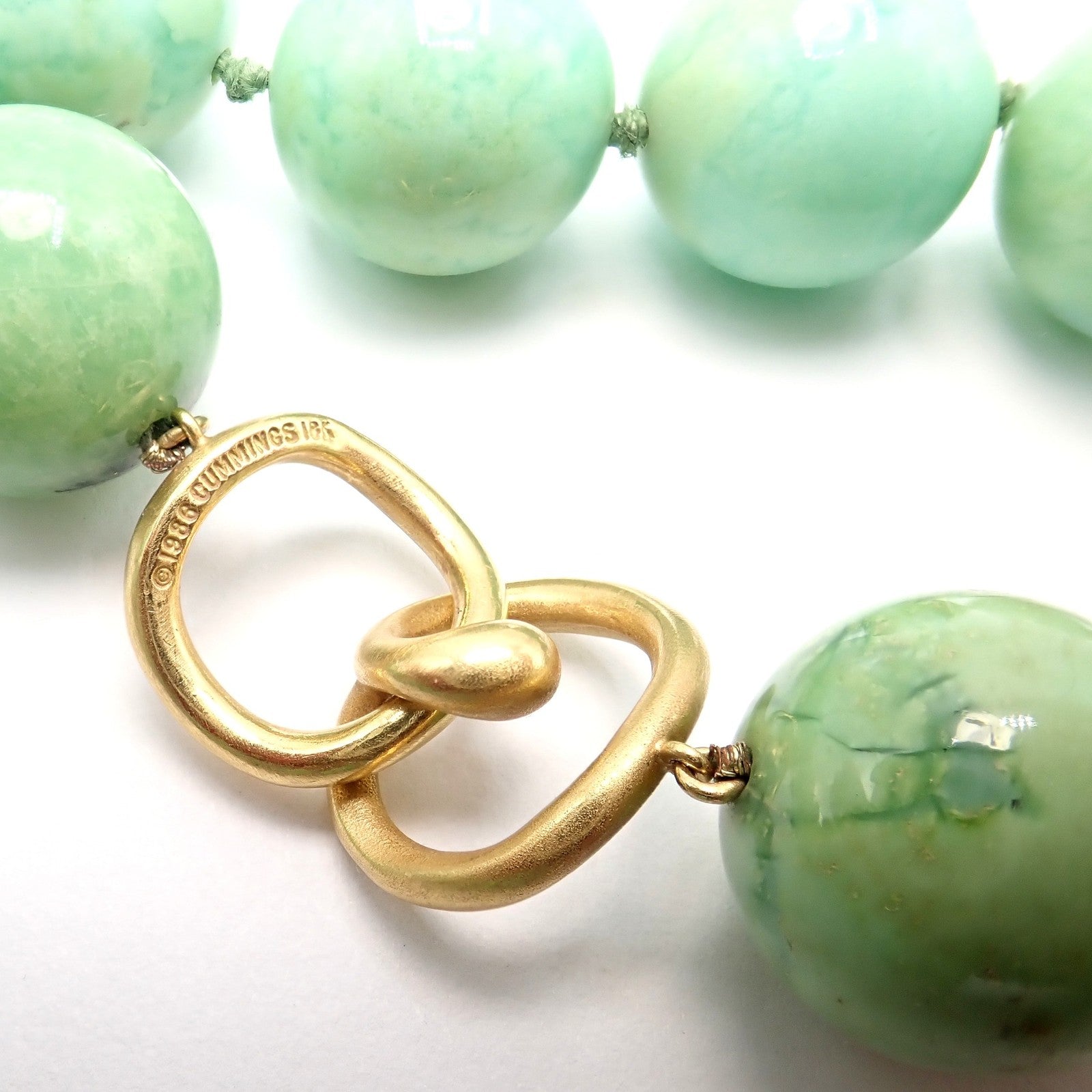 Angela Cummings 18k Yellow Gold 15.5mm Turquoise Bead 20" Long Necklace 1988 | Fortrove