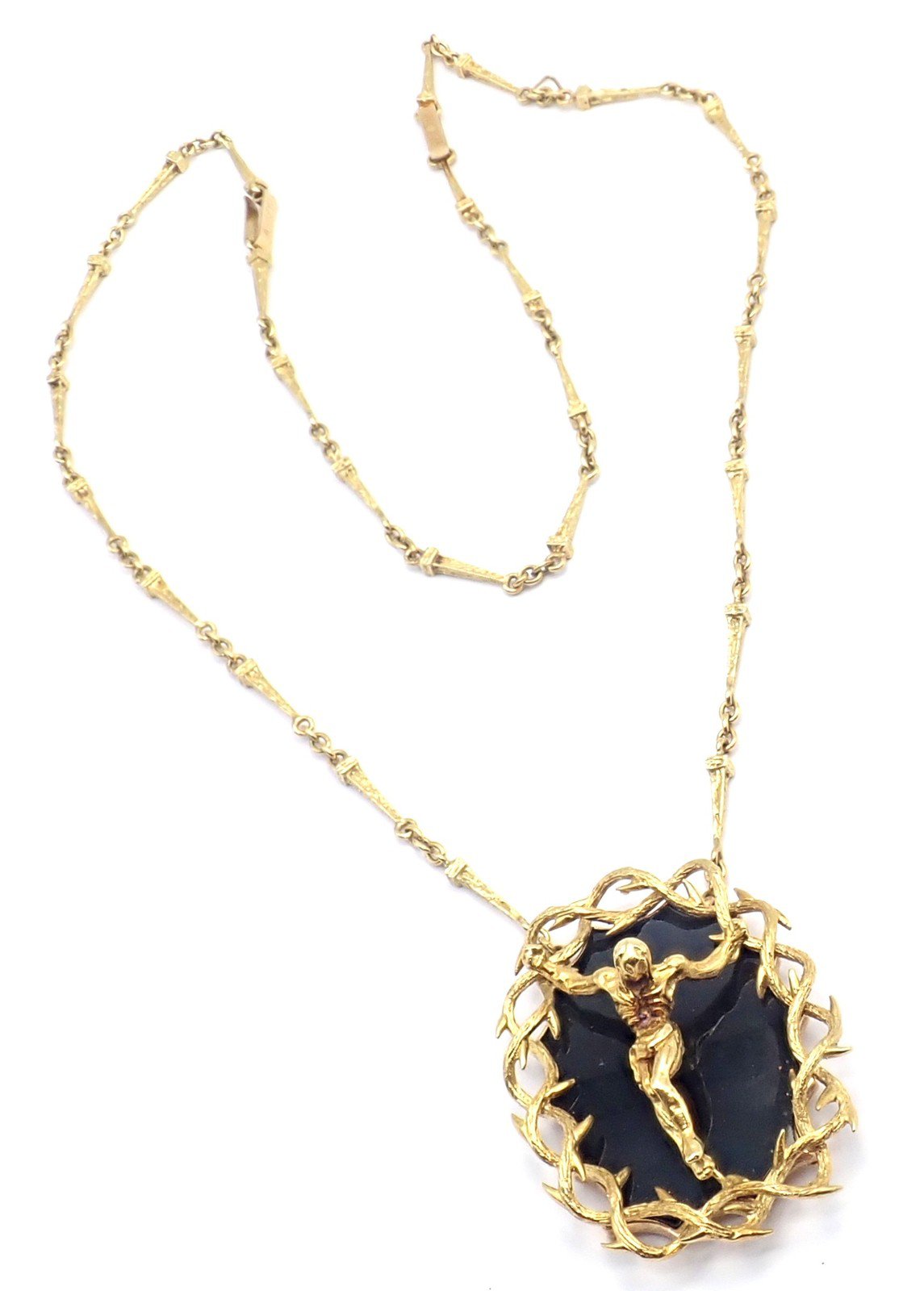 Salvator Dali Jewelry & Watches:Fine Jewelry:Necklaces & Pendants Salvador Dali 18k Gold Black Onyx Christ Saint John Cross Bracelet Necklace Cert