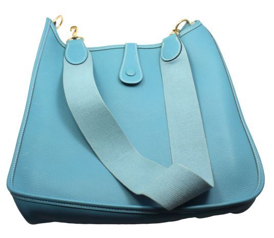 Hermes Clothing, Shoes & Accessories:Women:Women's Bags & Handbags Authentic! Hermes Evelyne Blue Jean Clemence Leather GM Handbag Purse