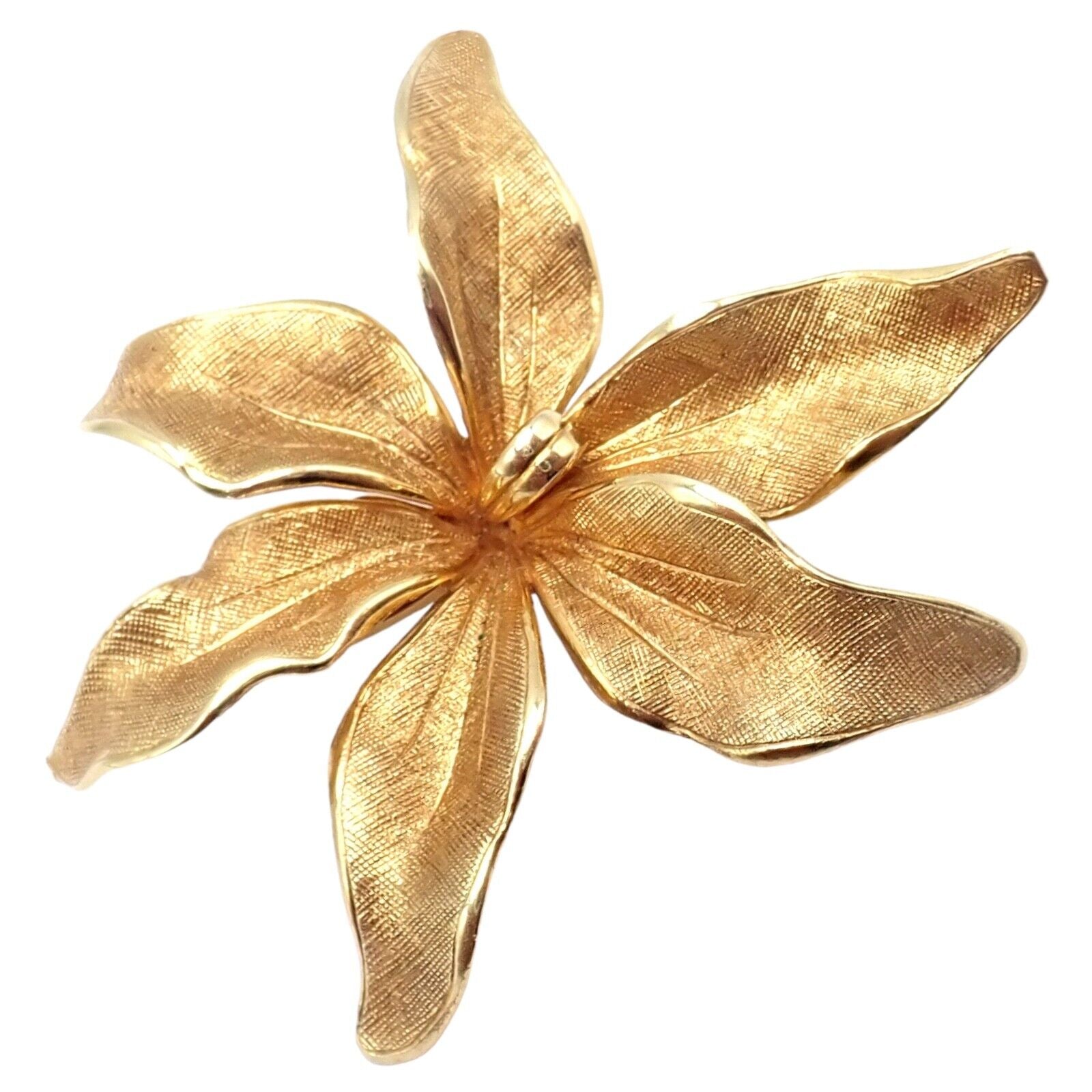 Authentic! Vintage Tiffany & Co 14k Yellow Gold Germany Large Flower Pin Brooch | Fortrove