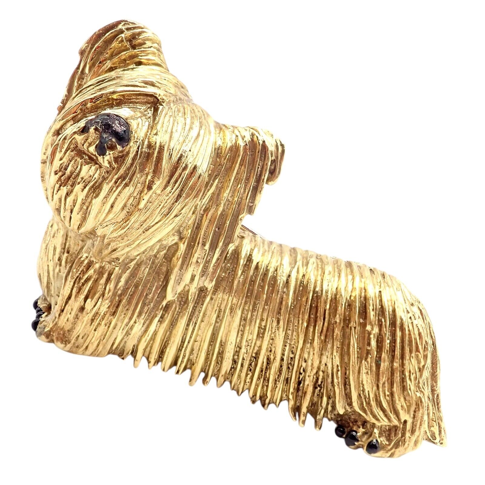 Rare! Vintage Tiffany & Co 18k Yellow Gold Enamel Dog Terrier Brooch Pin 1960's | Fortrove