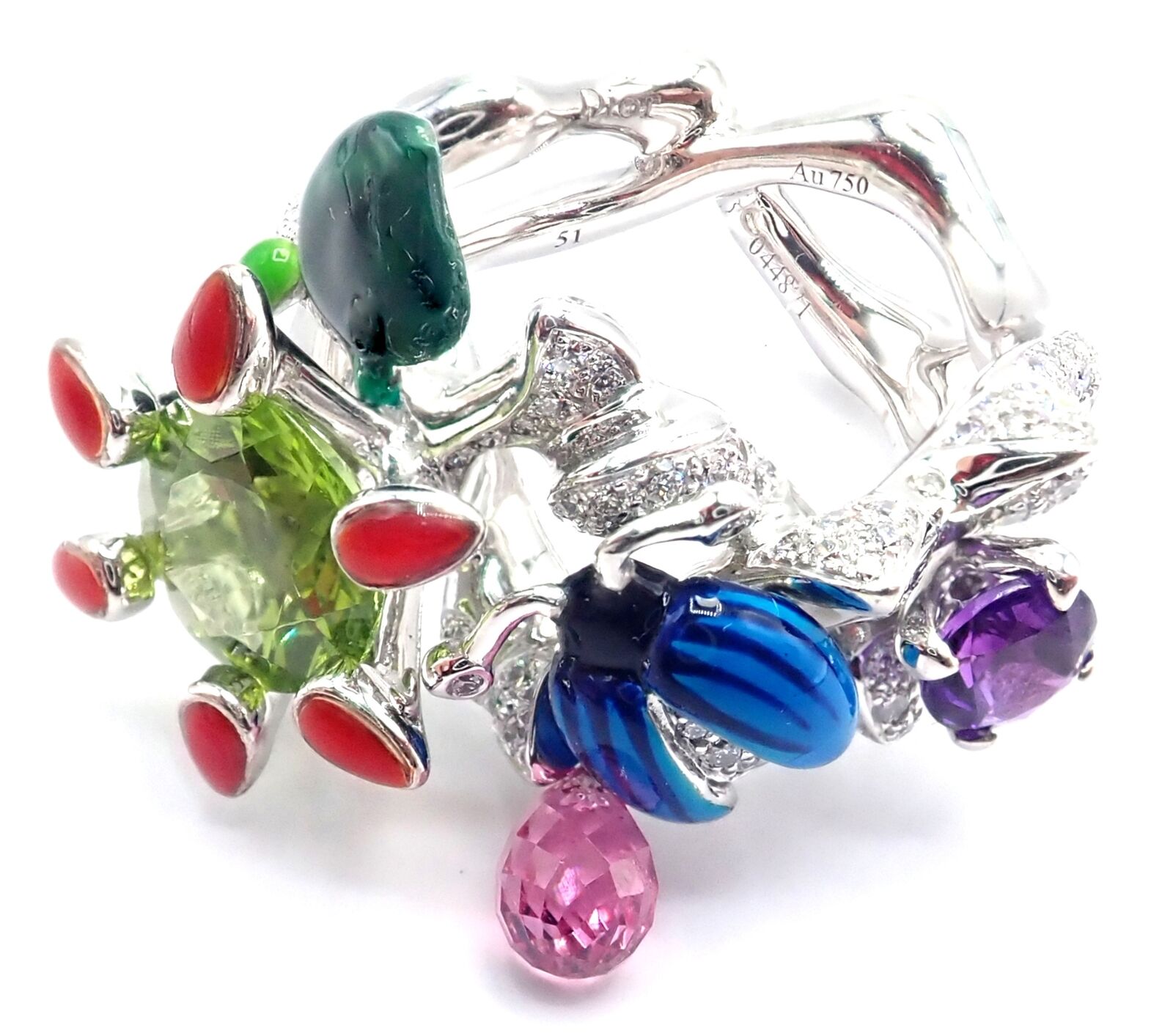 Christian Dior Milly Carnivora Epinosa 18k Gold Diamond Peridot Tourmaline Ring | Fortrove