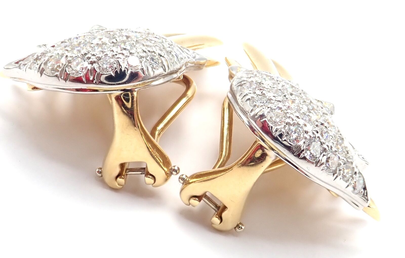 Authentic! Tiffany & Co Schlumberger Flame 18k Gold Platinum Diamond Earrings | Fortrove